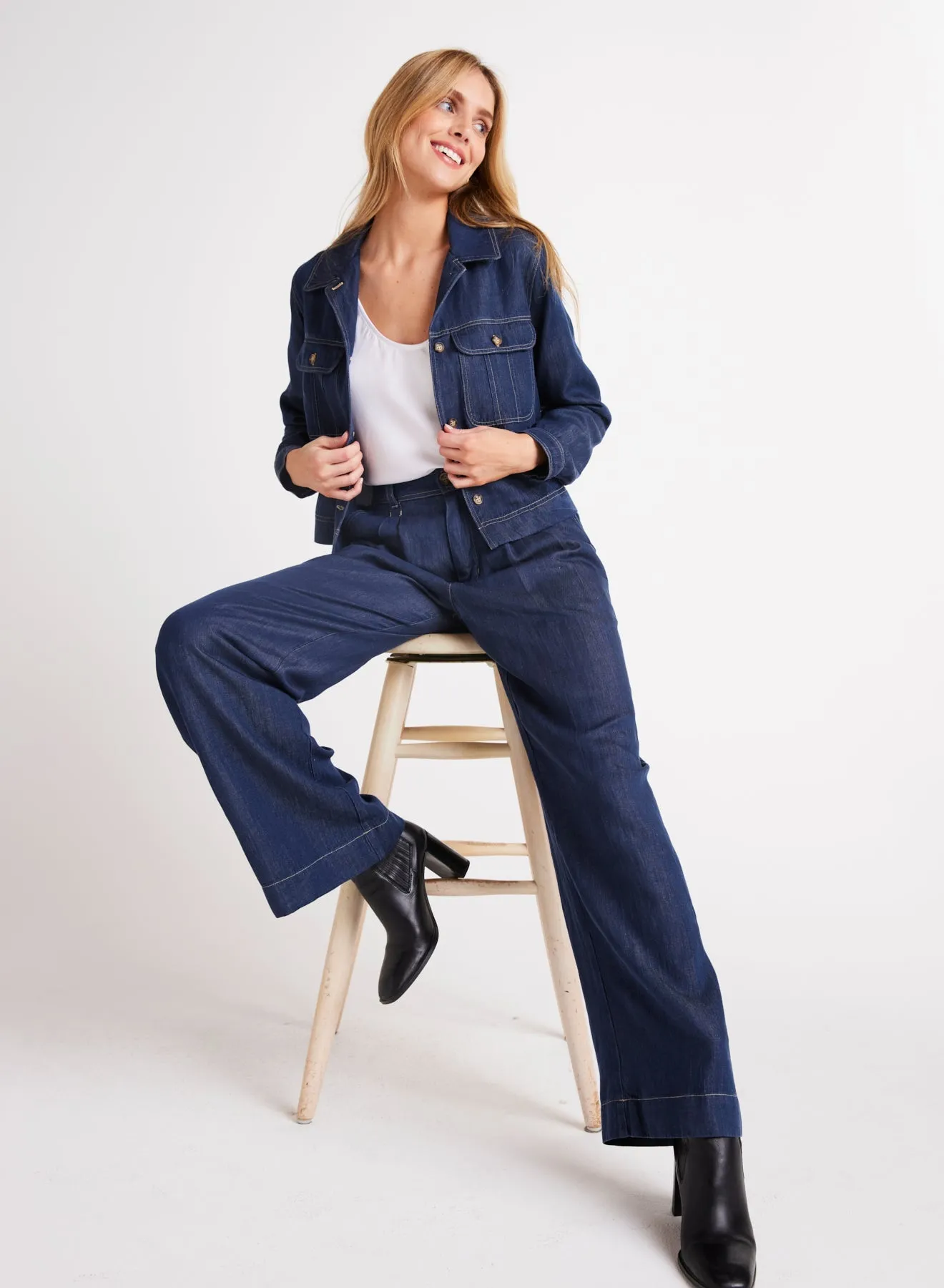 Flap Pocket Utility Jacket - Dark Denim sold by Bella Dahl product image thumbnail 2