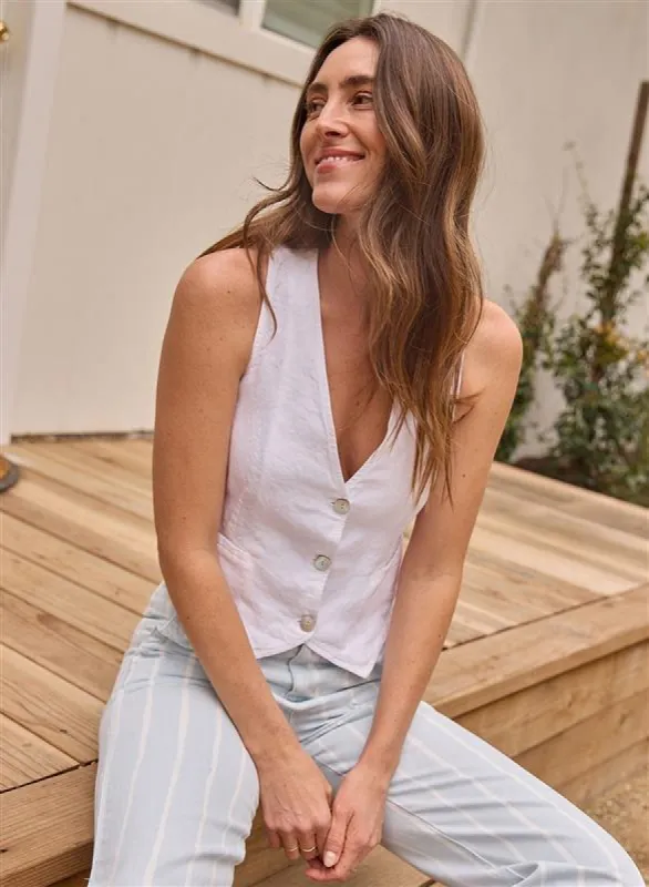 Cinch Back Vest - White sold by Bella Dahl