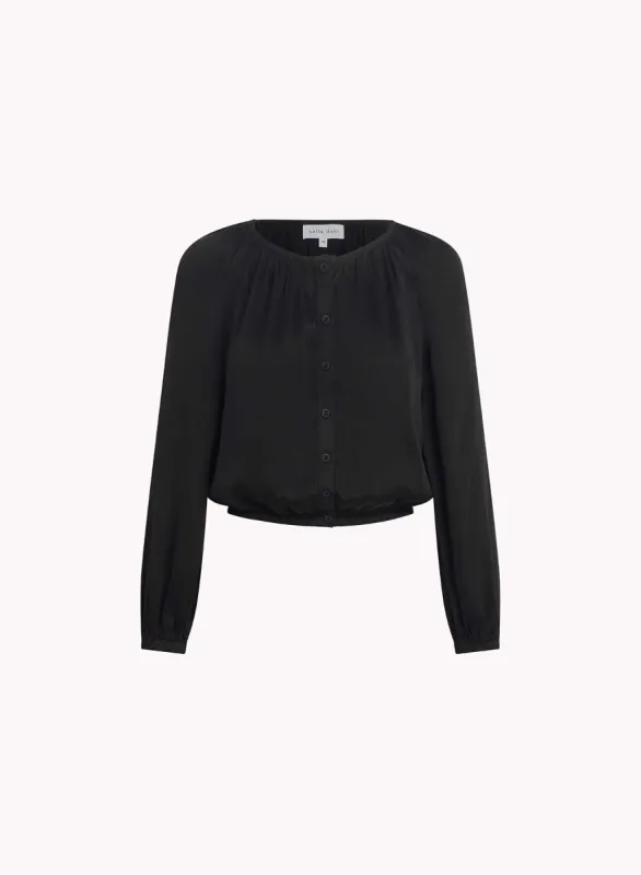 Shirred Button Front Blouse - Black sold by Bella Dahl