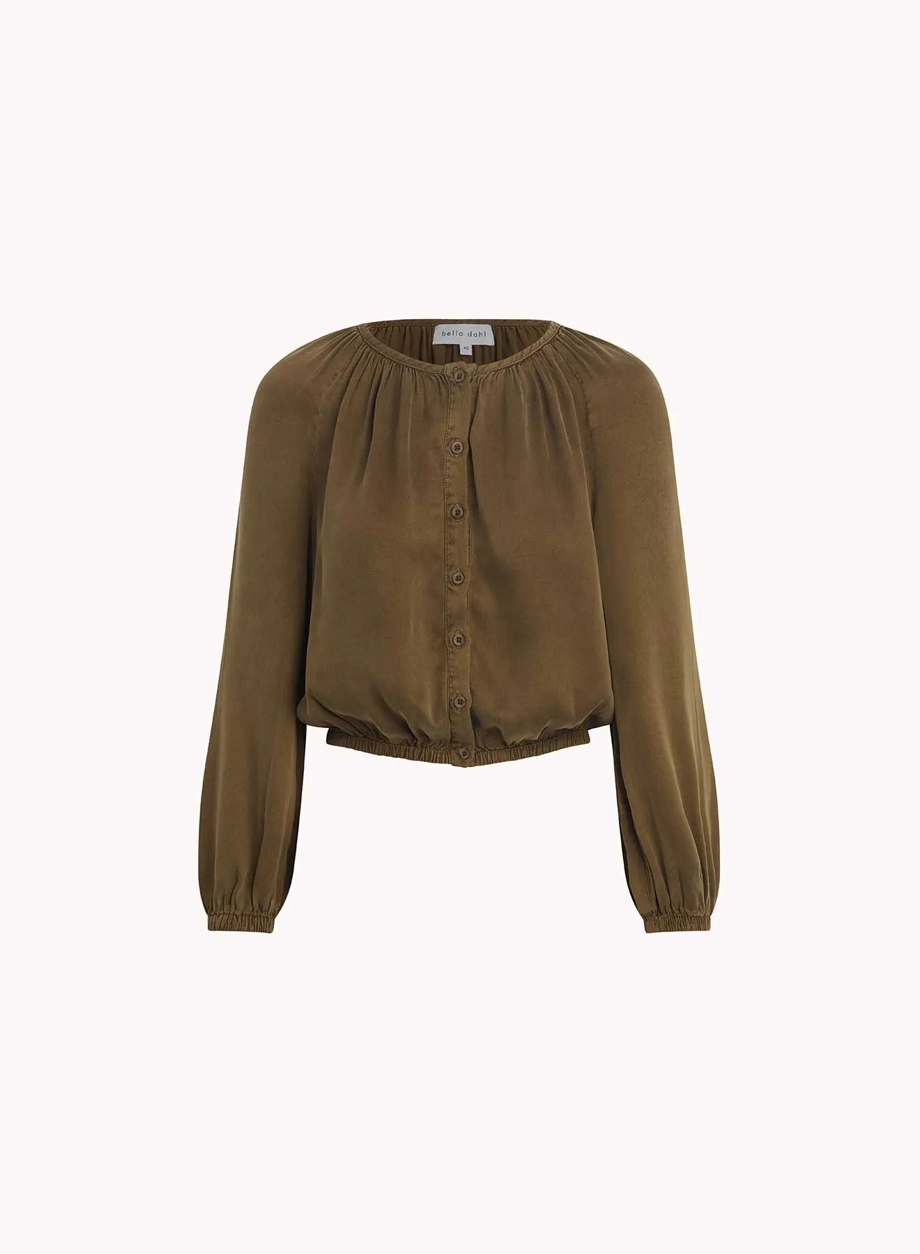 Shirred Button Front Blouse - Autumn Olive sold by Bella Dahl