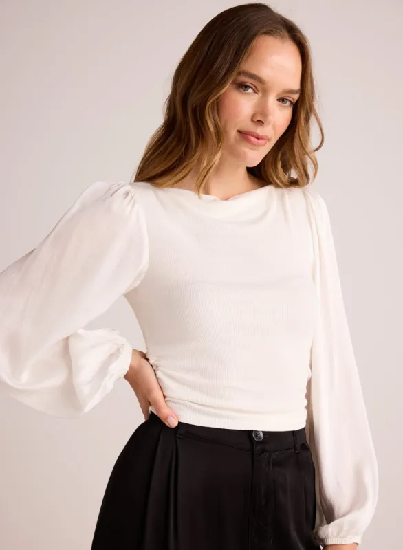Ruched Waist Flowy Sleeve Top - Winter White sold by Bella Dahl