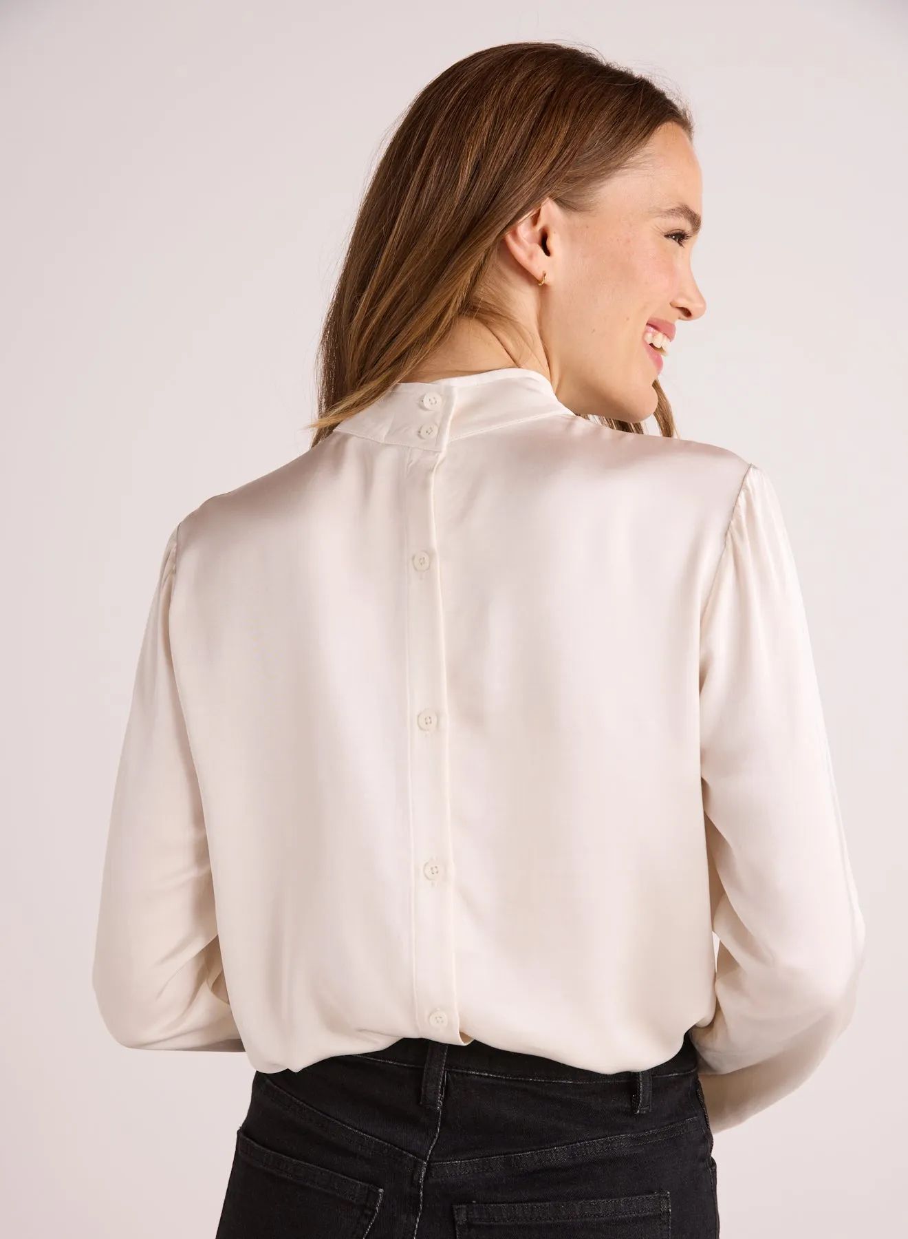 Mock Neck Button Back Top - Winter White sold by Bella Dahl product image thumbnail 2