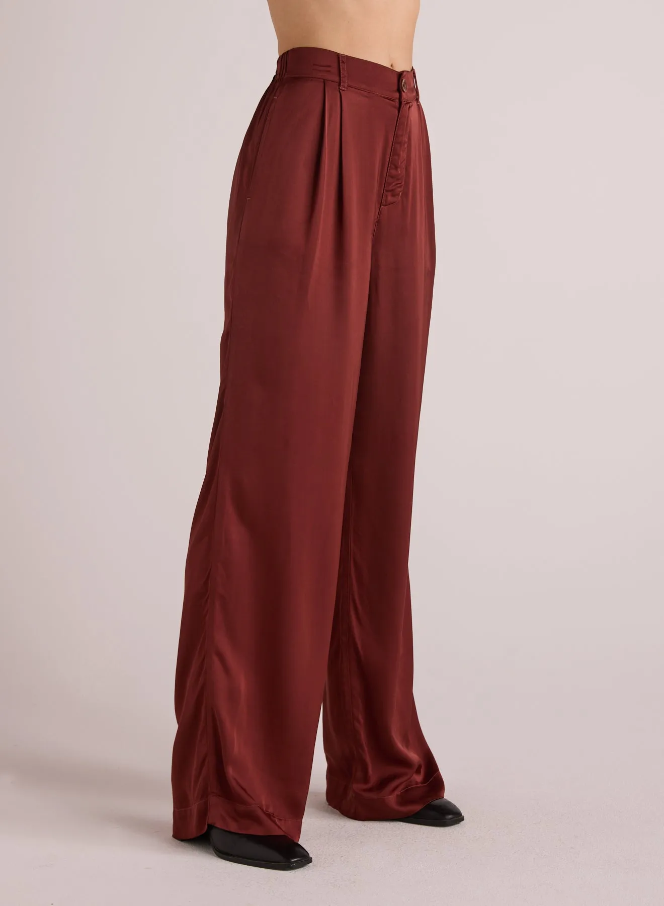 Pleated Wide Leg Trouser - Brandy Wine sold by Bella Dahl product image thumbnail 3
