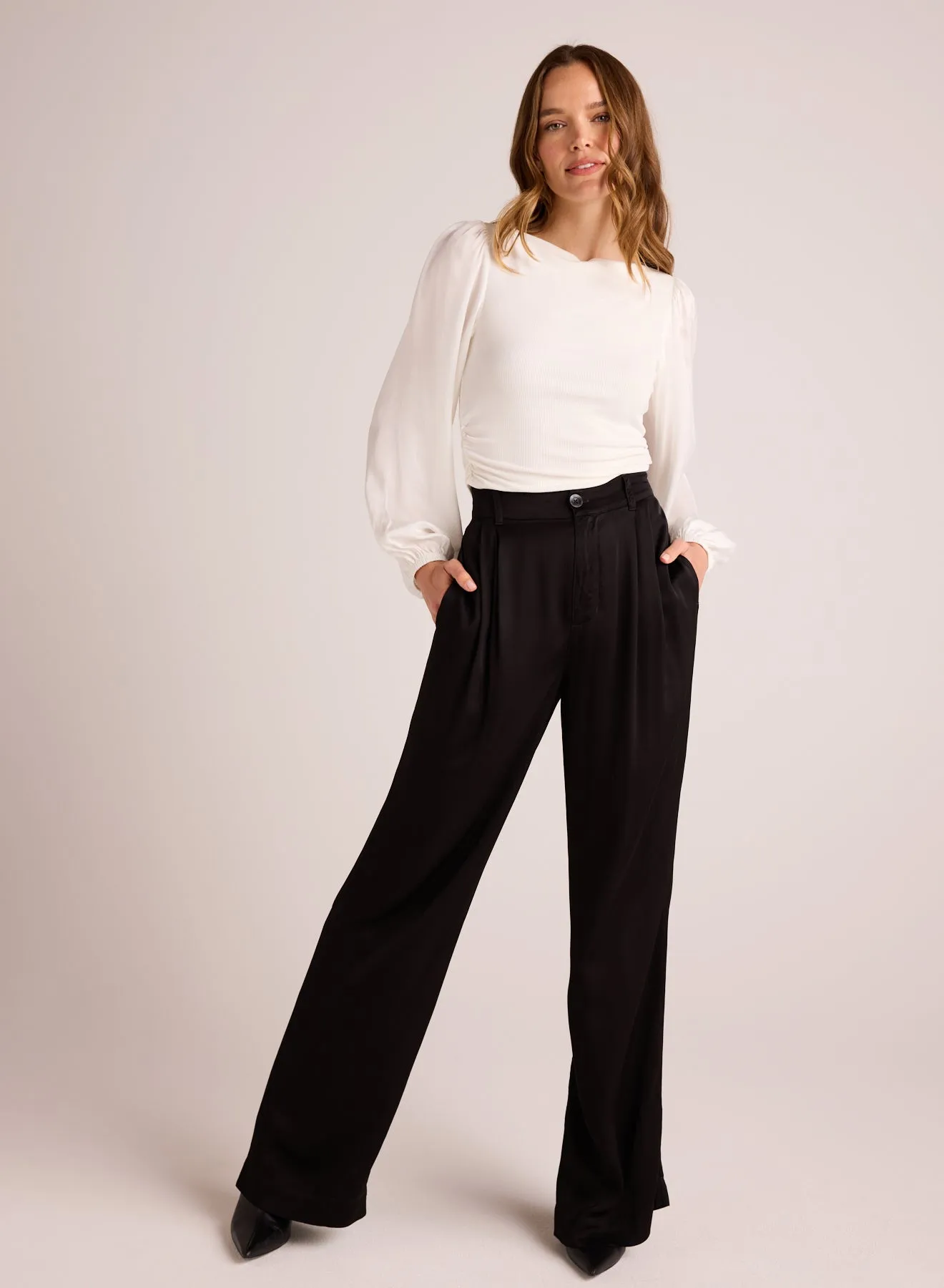 Pleated Wide Leg Trouser - Black sold by Bella Dahl