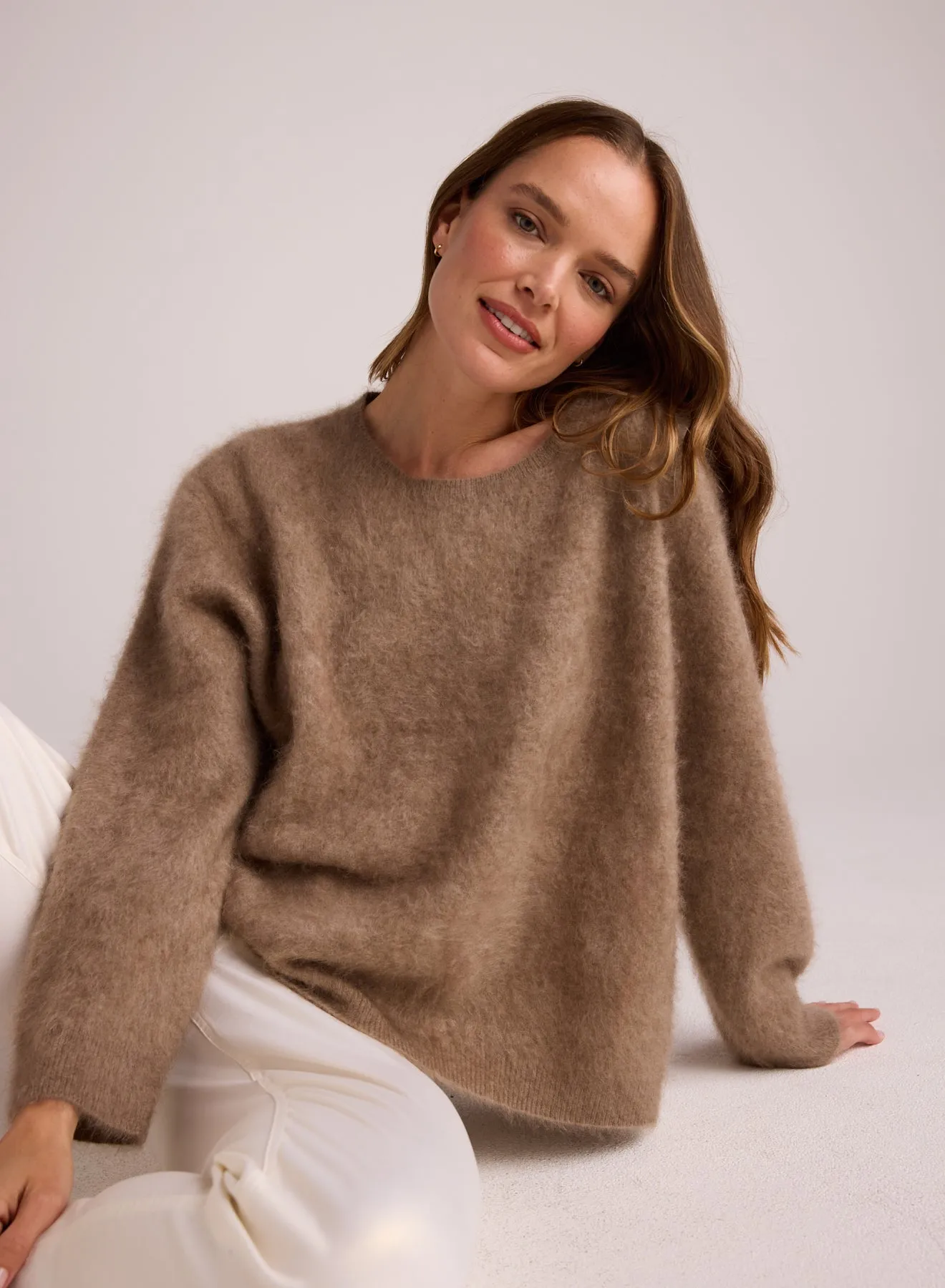 Cashmere Fuzzy Crew Neck - Soft Fawn sold by Bella Dahl