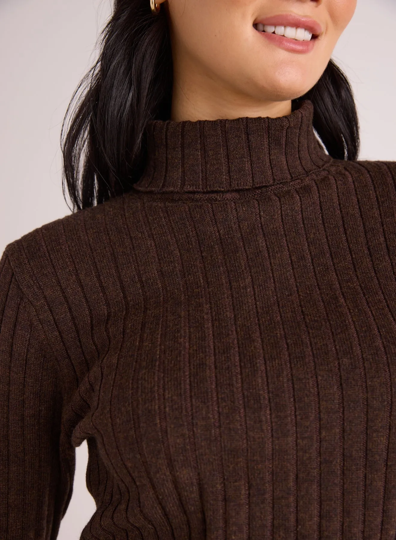 Ribbed Knit Turtleneck Sweater - Heather Brown sold by Bella Dahl product image thumbnail 4