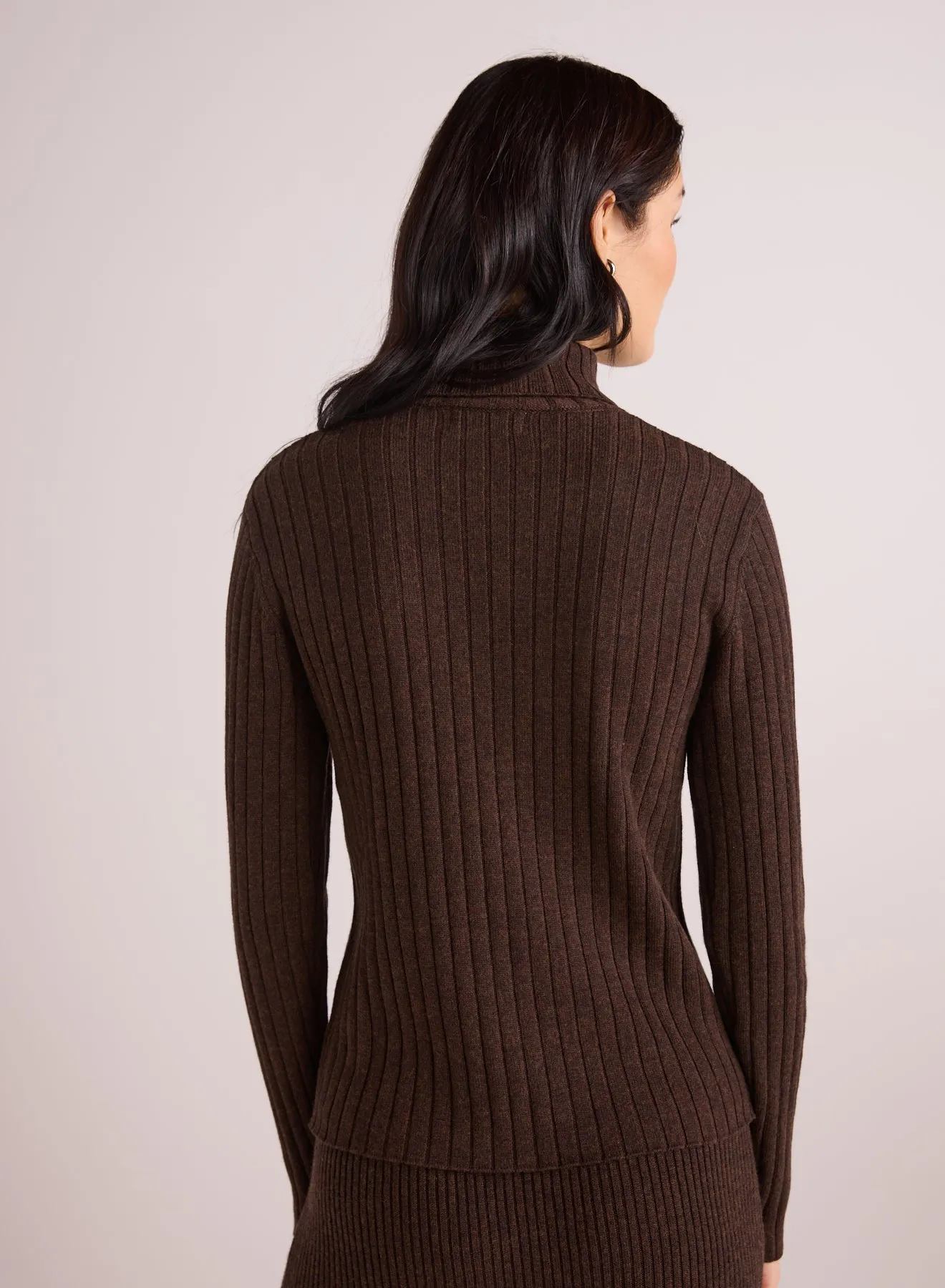 Ribbed Knit Turtleneck Sweater - Heather Brown sold by Bella Dahl product image thumbnail 3