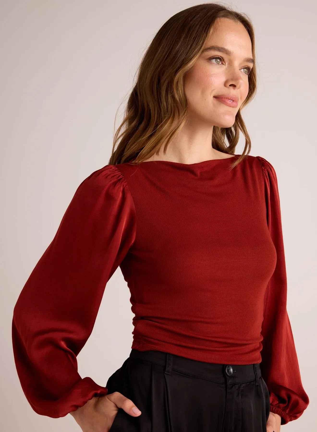 Ruched Waist Flowy Sleeve Top - Rustic Red sold by Bella Dahl product image thumbnail 4