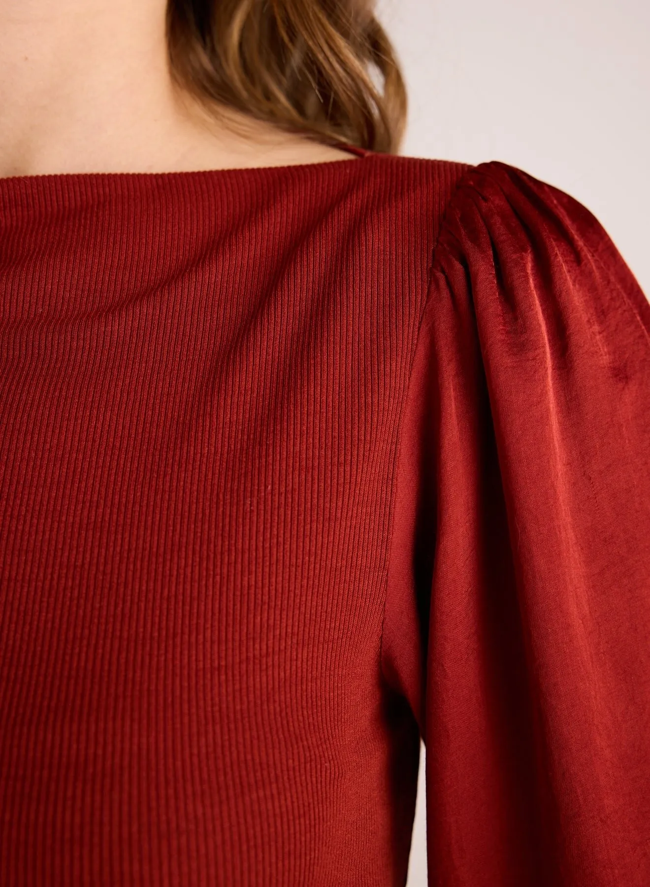 Ruched Waist Flowy Sleeve Top - Rustic Red sold by Bella Dahl product image thumbnail 3