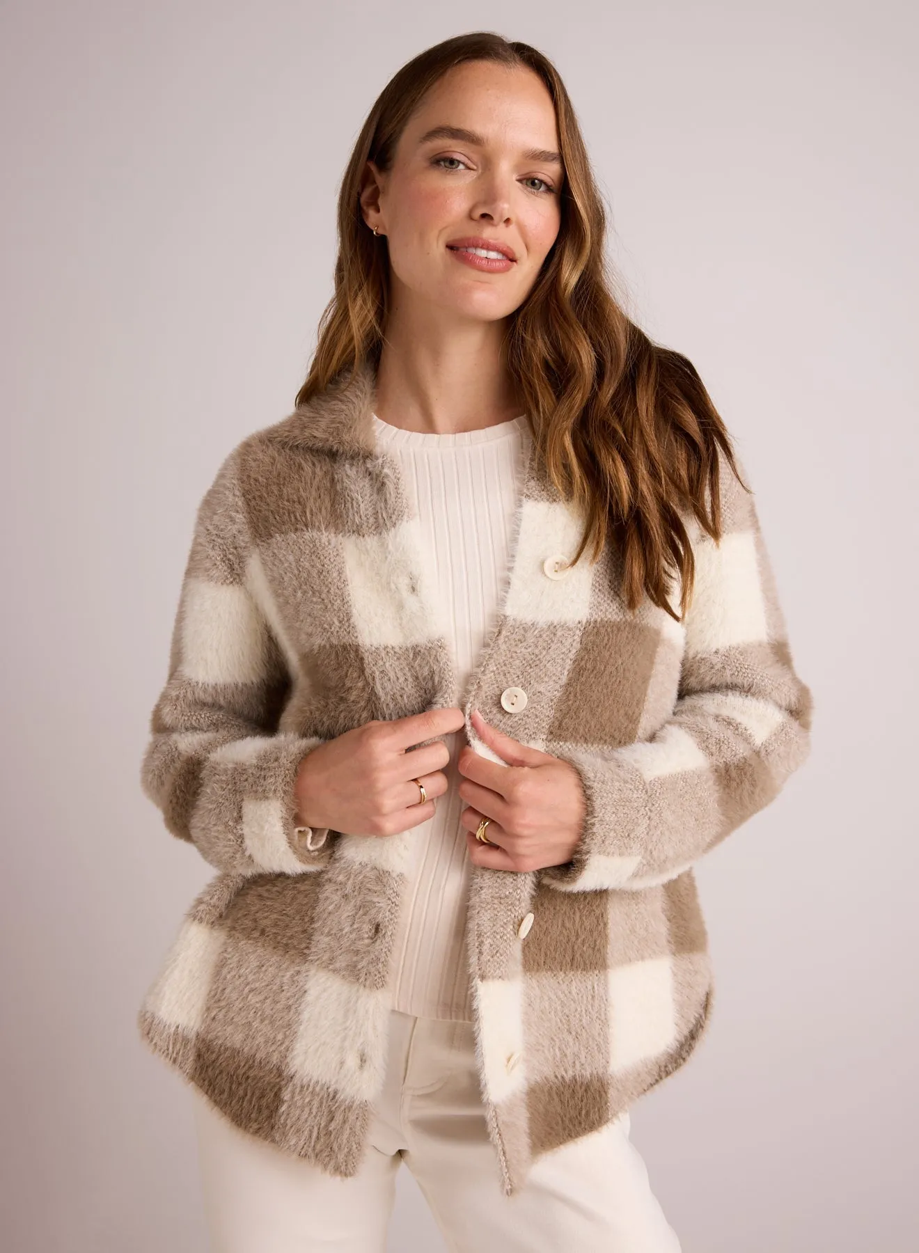 Knitted Fuzzy Shacket - Ivory & Fawn sold by Bella Dahl