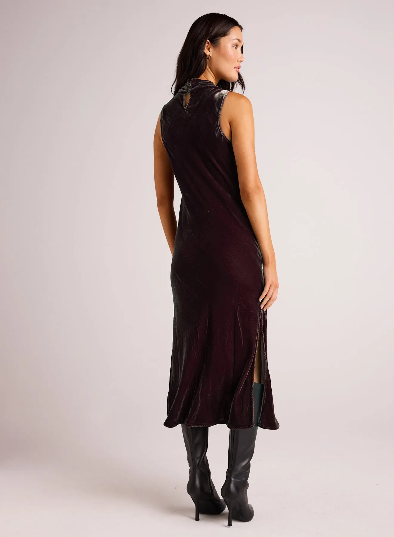 Mock Neck Velvet Dress - Aubergine sold by Bella Dahl product image thumbnail 2