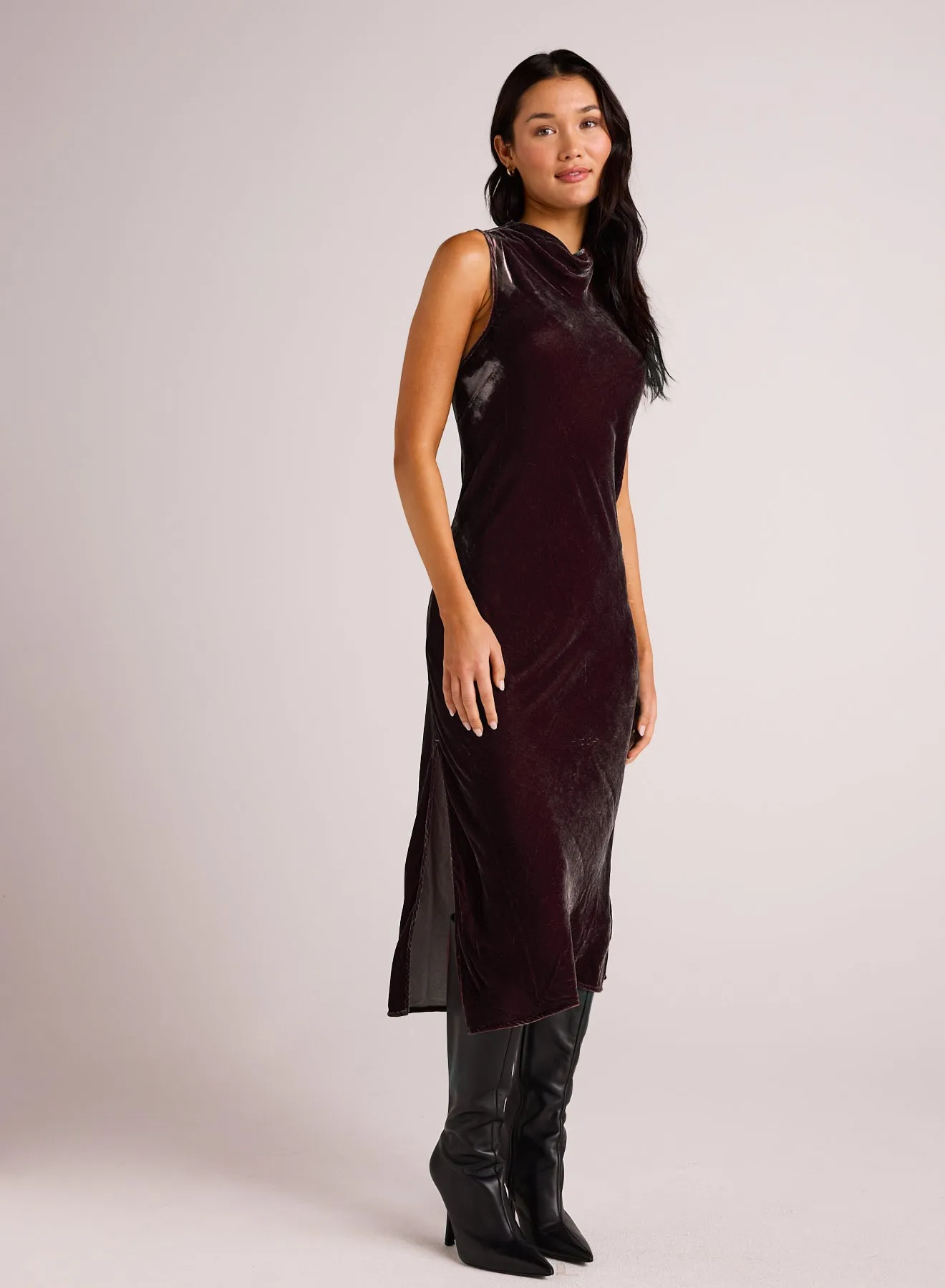 Mock Neck Velvet Dress - Aubergine sold by Bella Dahl product image thumbnail 3