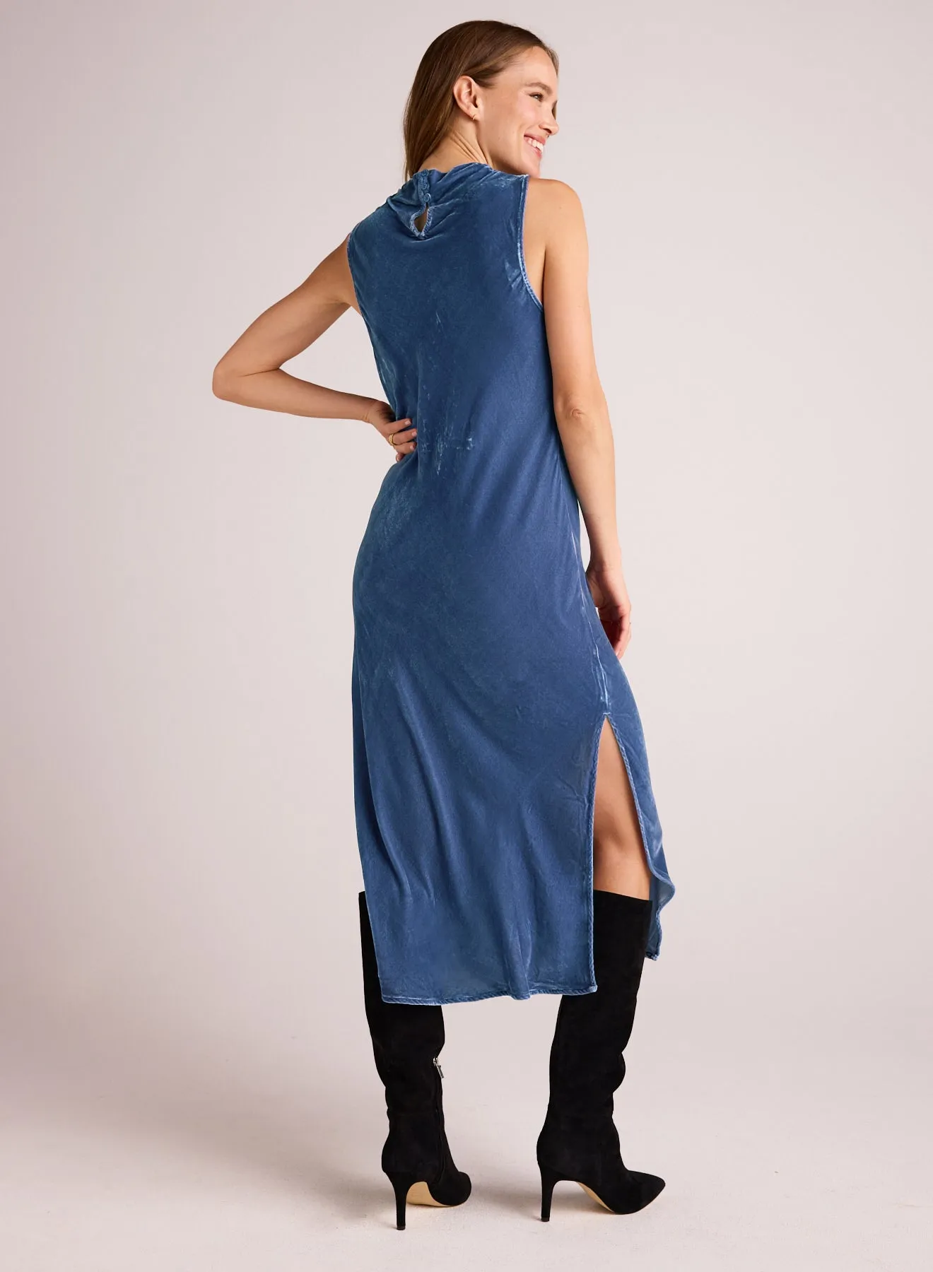 Mock Neck Velvet Dress - Nordic Blue sold by Bella Dahl product image thumbnail 2