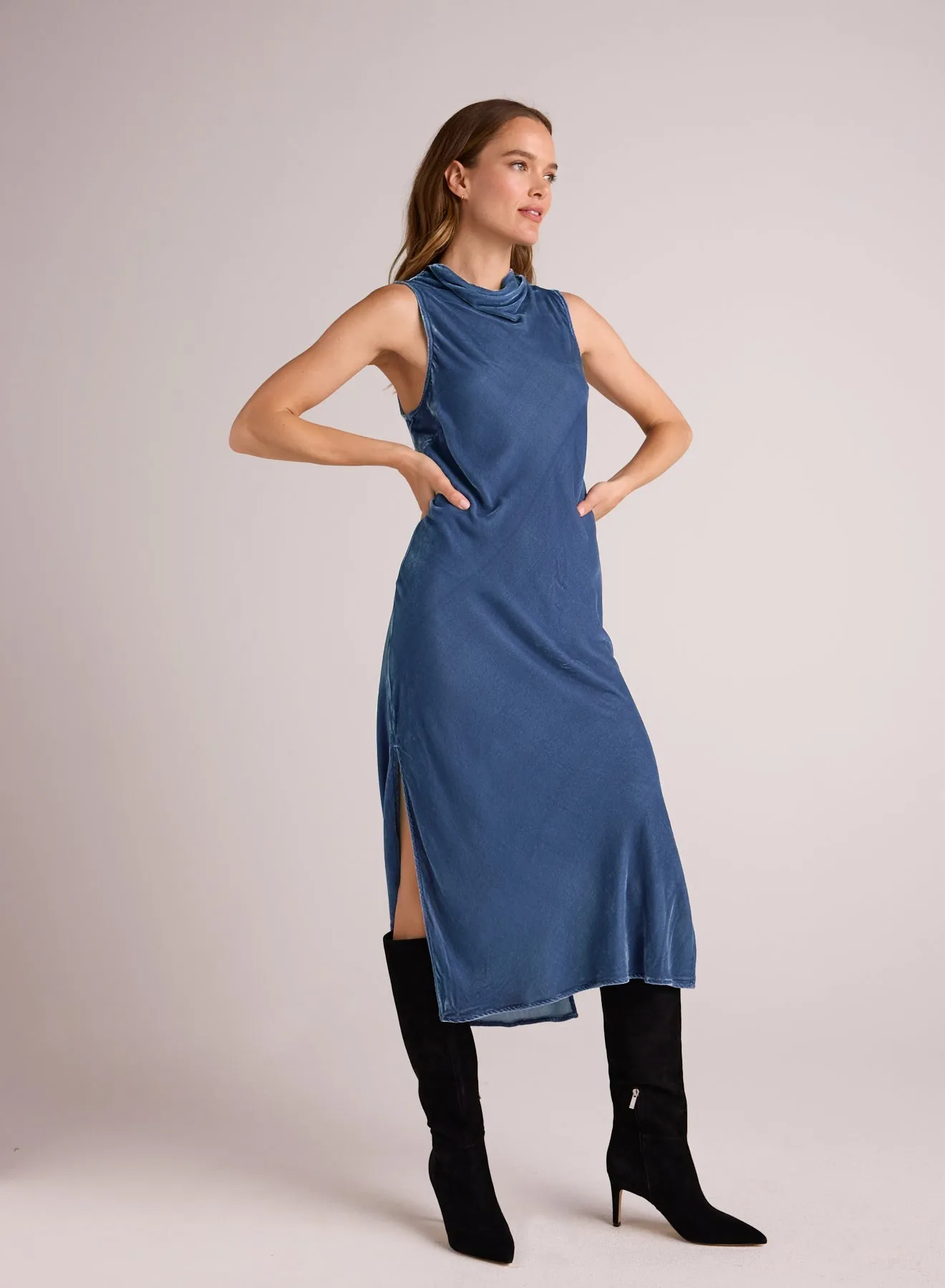 Mock Neck Velvet Dress - Nordic Blue sold by Bella Dahl product image thumbnail 3