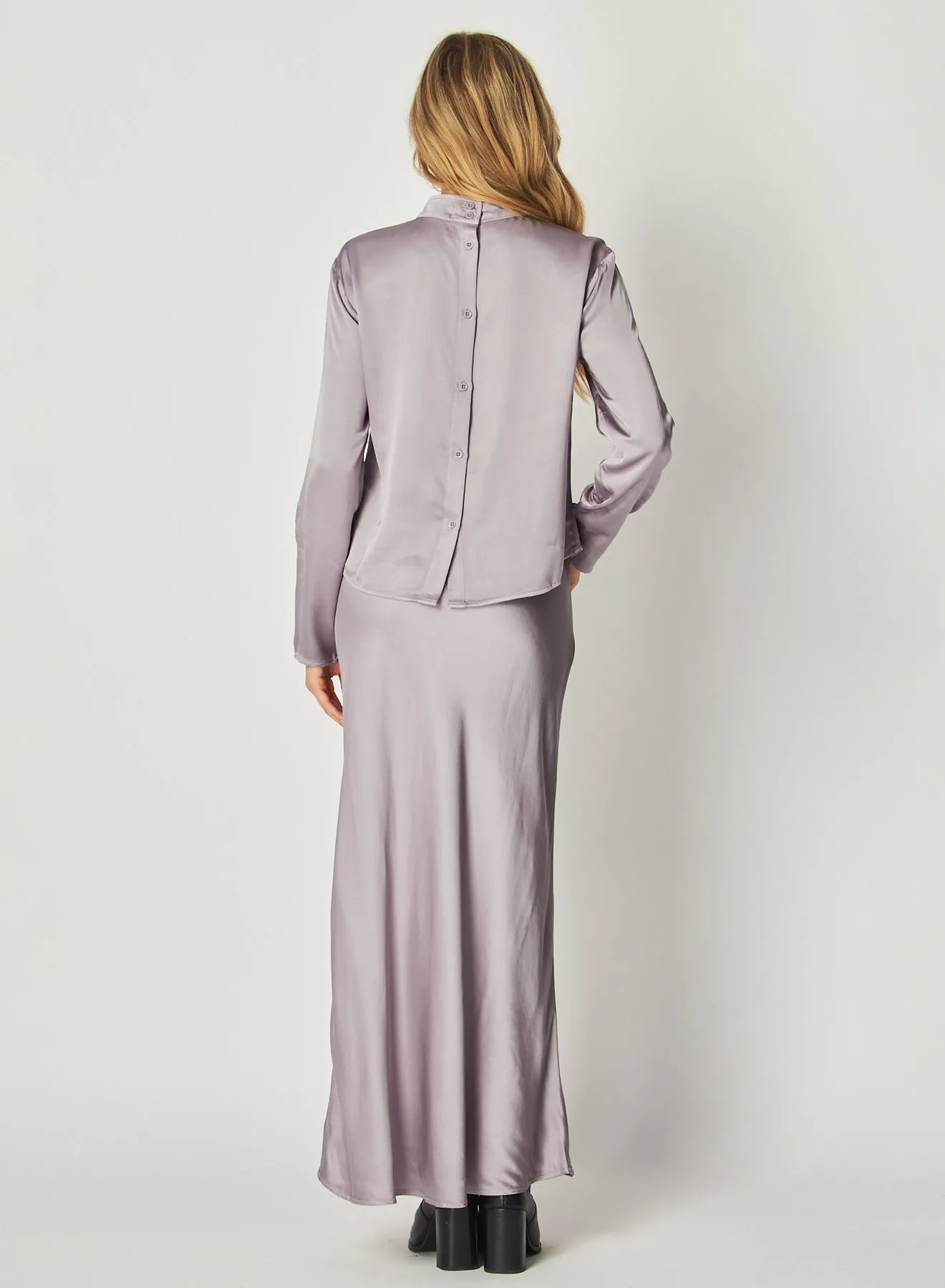 Mock Neck Button Back Top - Glacier Grey sold by Bella Dahl product image thumbnail 4