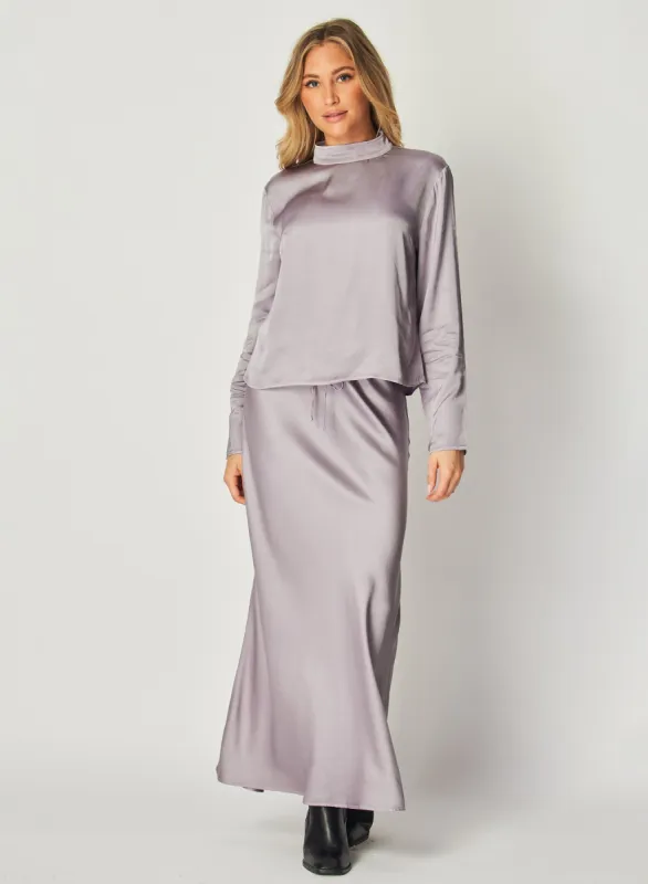 Mock Neck Button Back Top - Glacier Grey sold by Bella Dahl