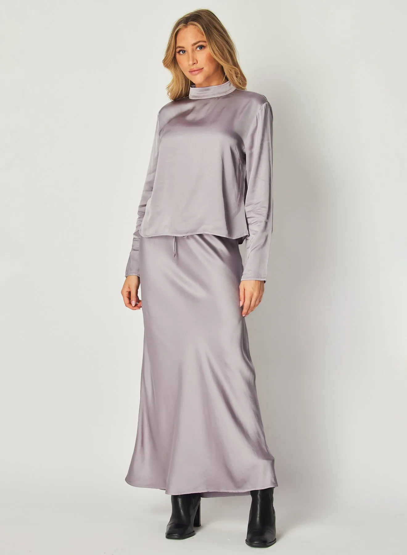 Mock Neck Button Back Top - Glacier Grey sold by Bella Dahl product image thumbnail 2