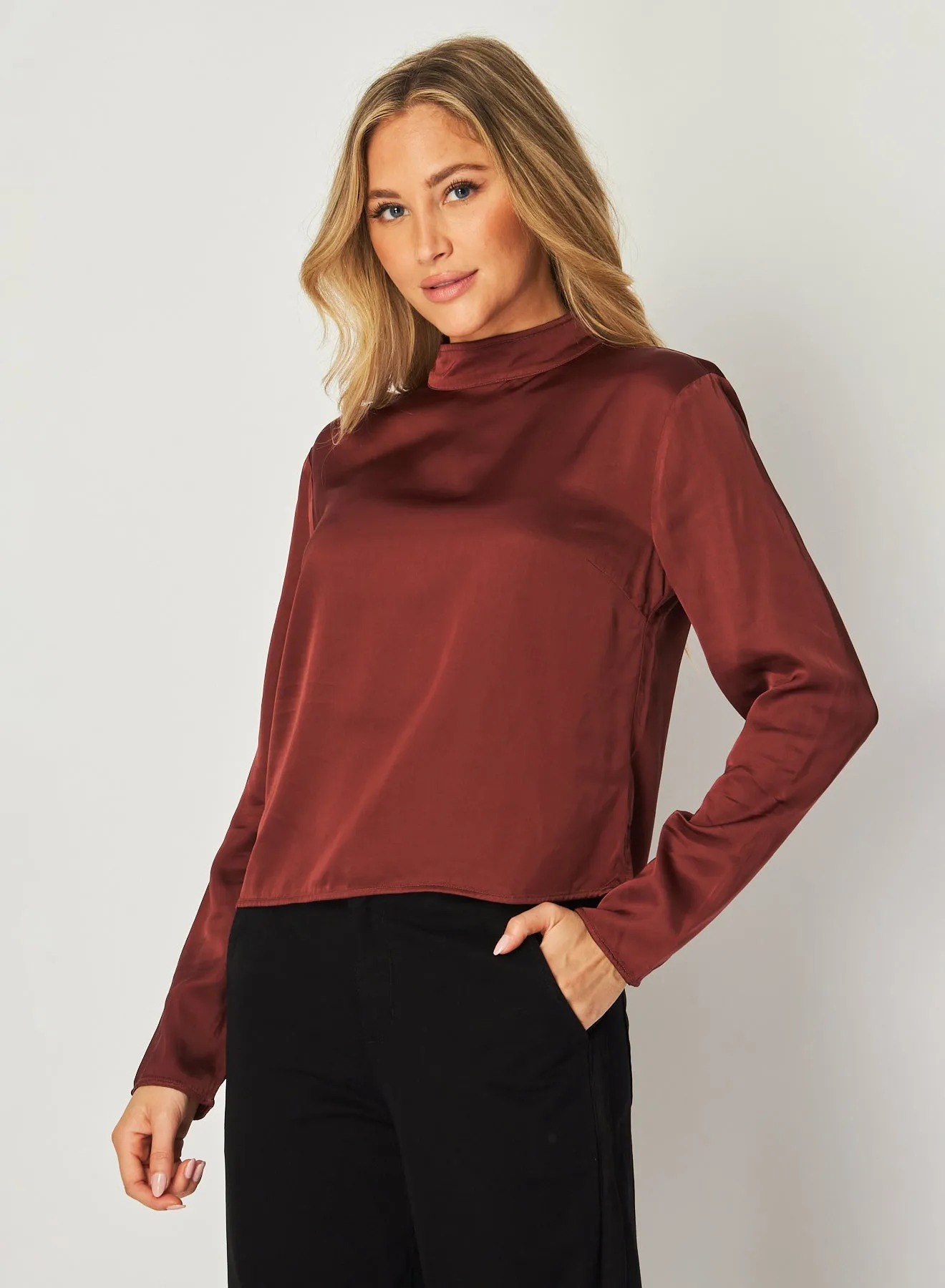 Mock Neck Button Back Top - Brandy Wine sold by Bella Dahl product image thumbnail 2