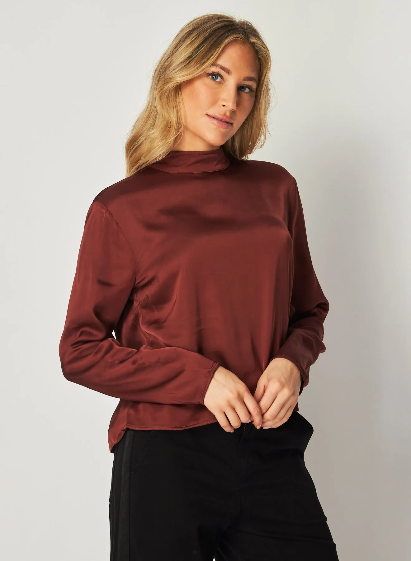 Mock Neck Button Back Top - Brandy Wine sold by Bella Dahl product image thumbnail 3