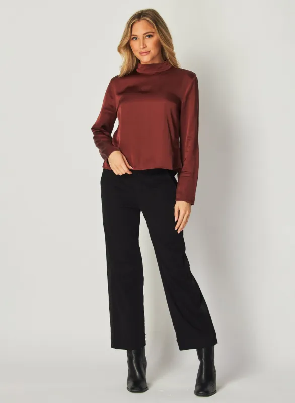 Mock Neck Button Back Top - Brandy Wine sold by Bella Dahl