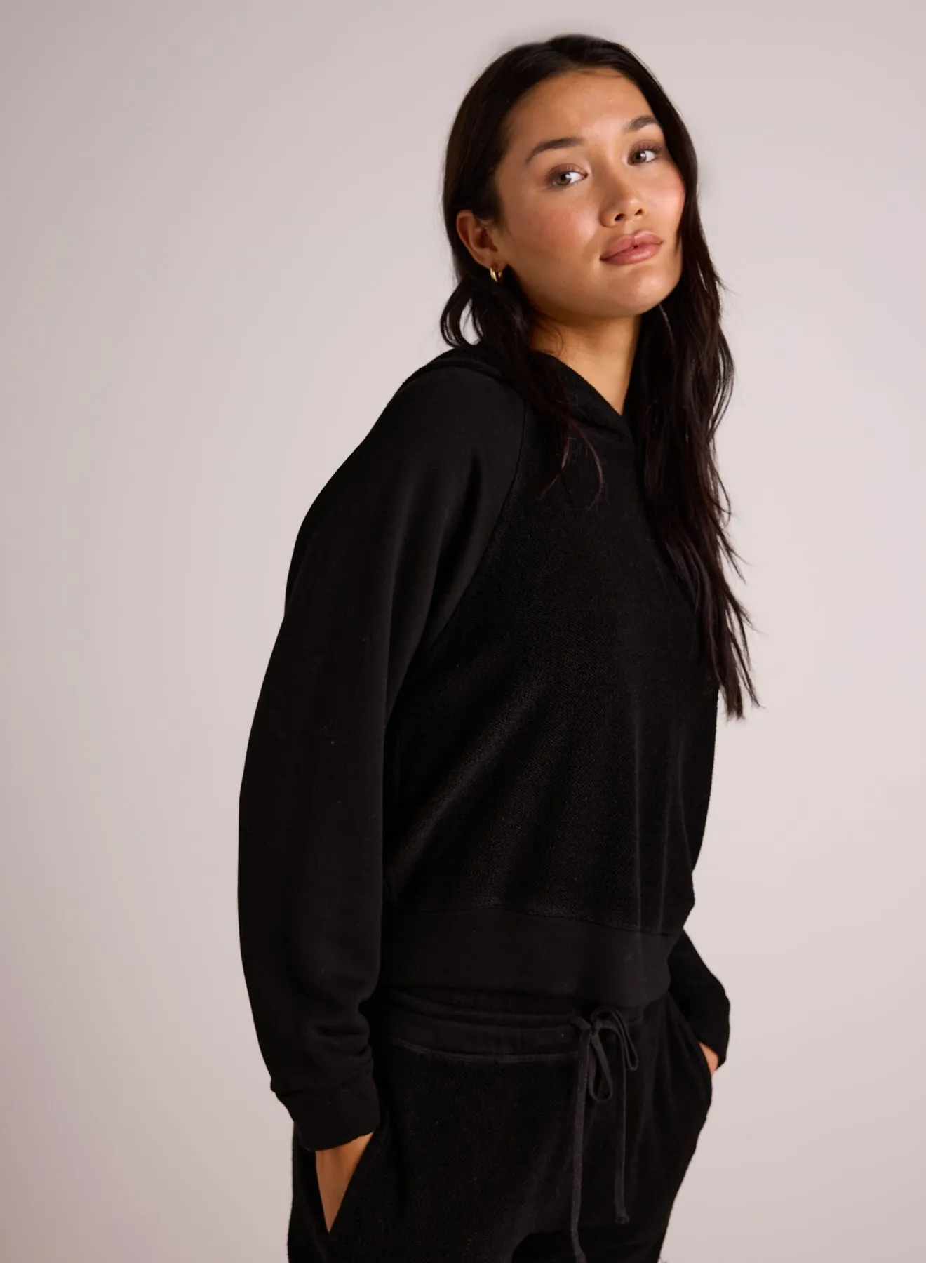 French Terry Raglan Hoodie Sweatshirt - Black sold by Bella Dahl product image thumbnail 3