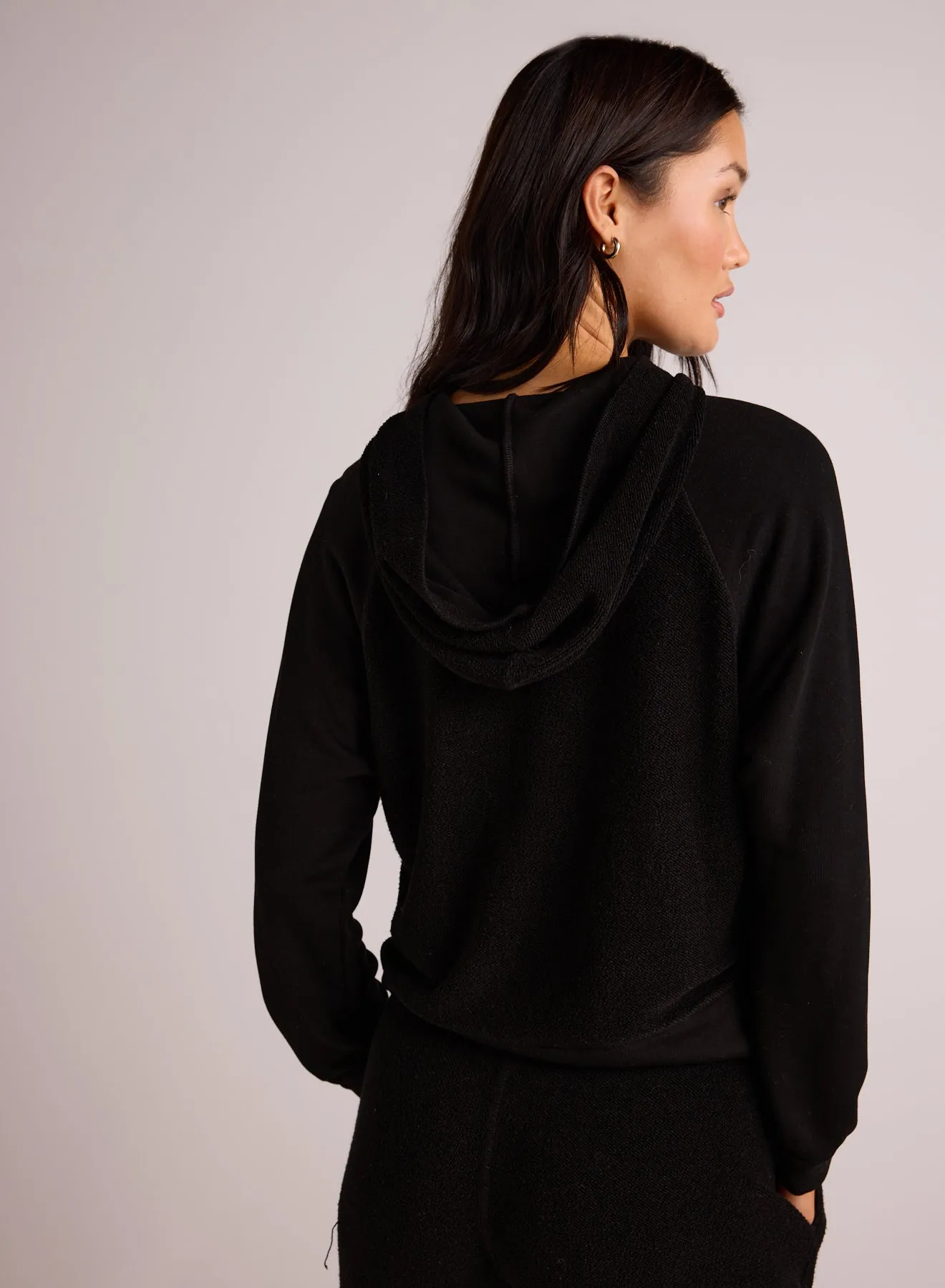French Terry Raglan Hoodie Sweatshirt - Black sold by Bella Dahl product image thumbnail 2