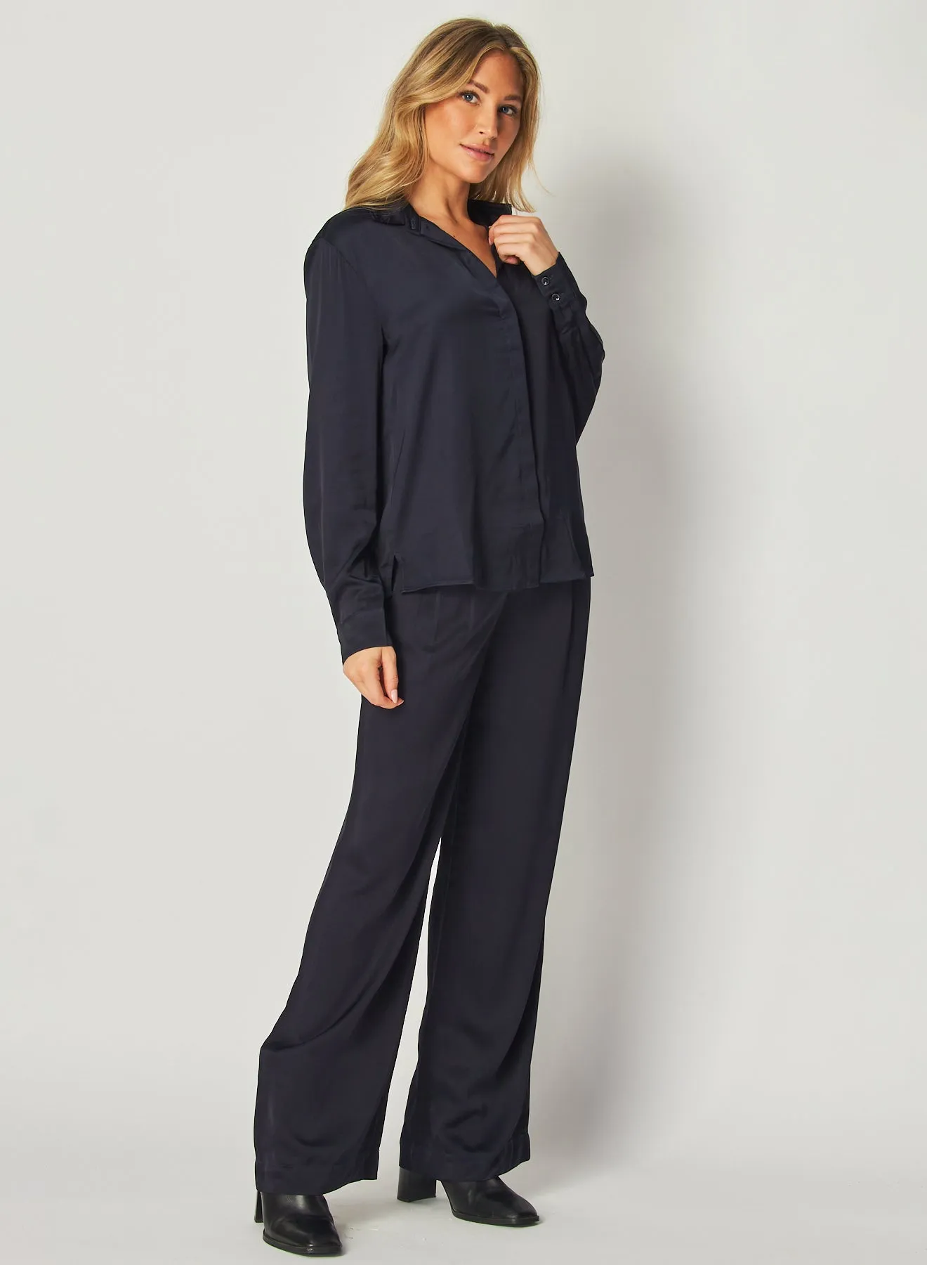High Low Hem Shirt - Navy Eclipse sold by Bella Dahl product image thumbnail 3