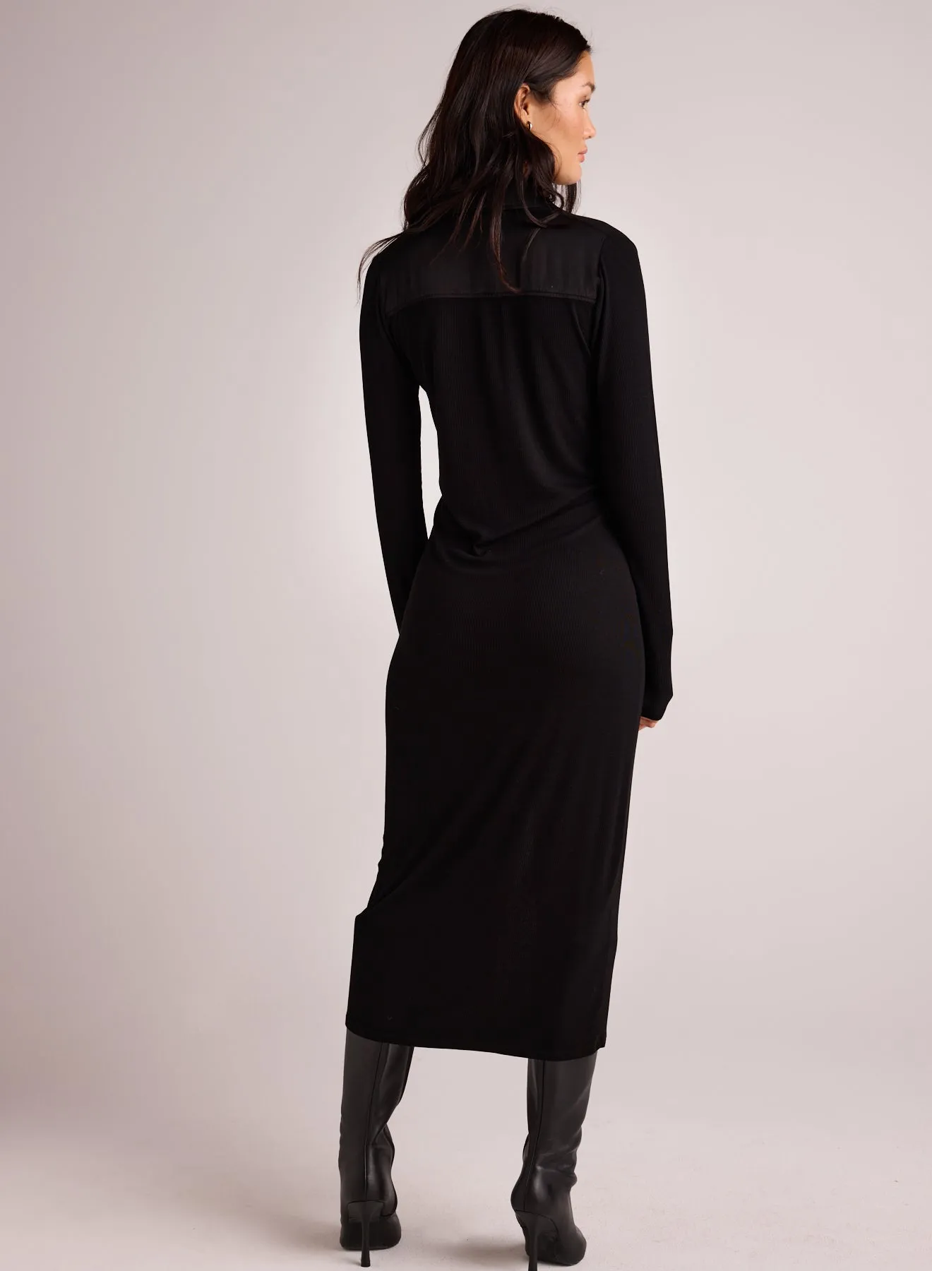 Rib Button Down Shirt Dress - Black sold by Bella Dahl product image thumbnail 2