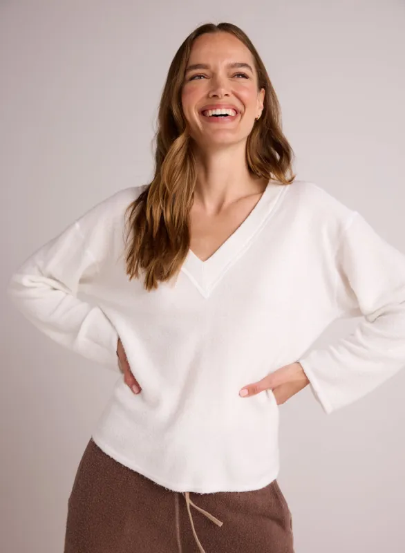 French Terry Bell Sleeve V-Neck Pullover - Winter White sold by Bella Dahl