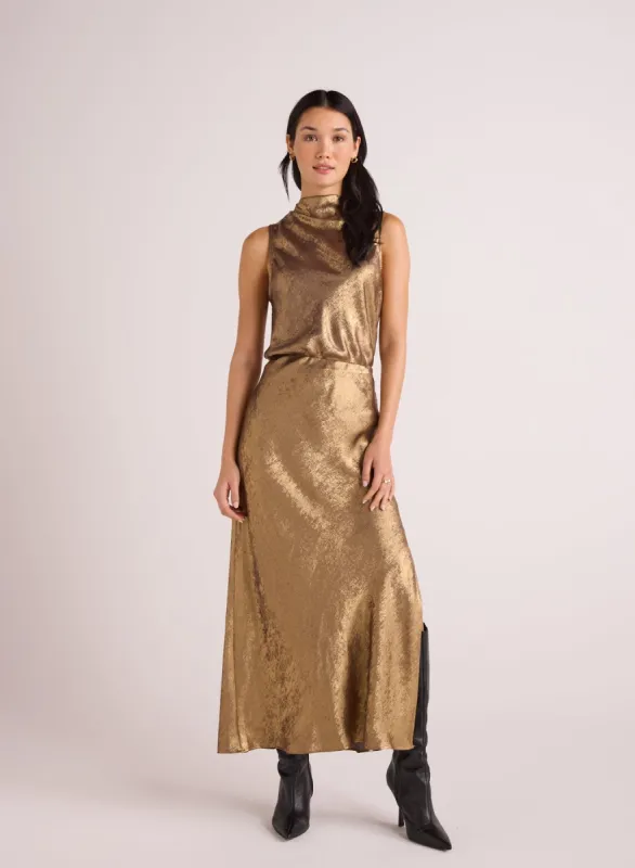 Side Slit Bias Maxi Skirt - Gold Metallic sold by Bella Dahl