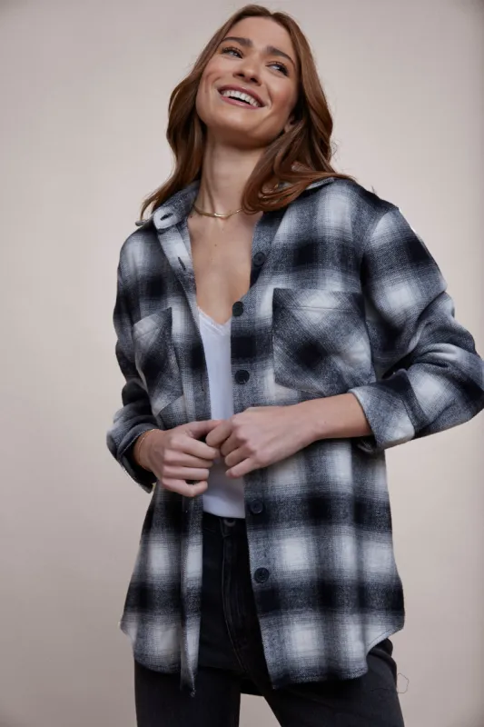 Two Pocket Oversize Shacket - Heritage Black Plaid sold by Bella Dahl