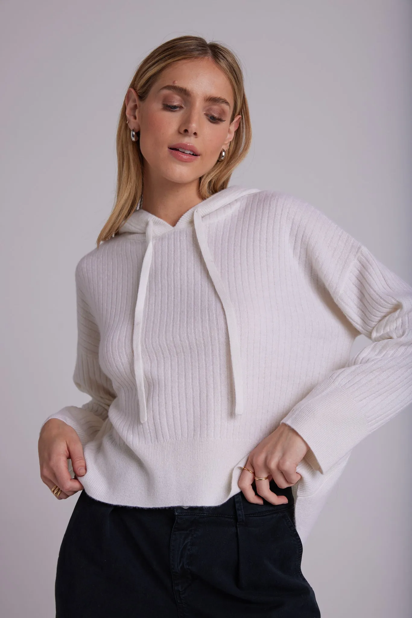 Cashmere Sweater Hoodie - Winter White sold by Bella Dahl