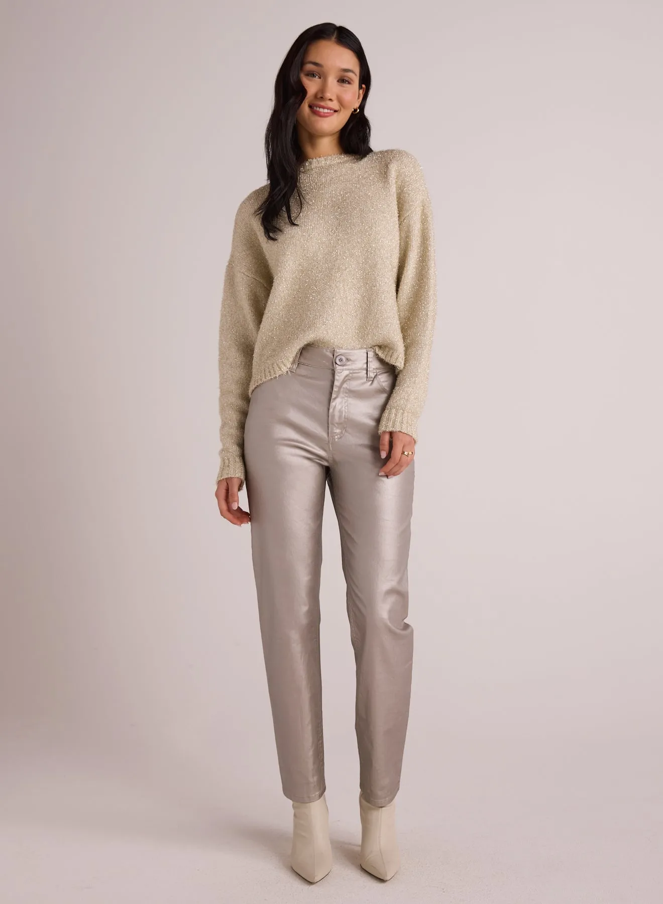 Lennon Straight Leg Jean - Silver Metallic sold by Bella Dahl
