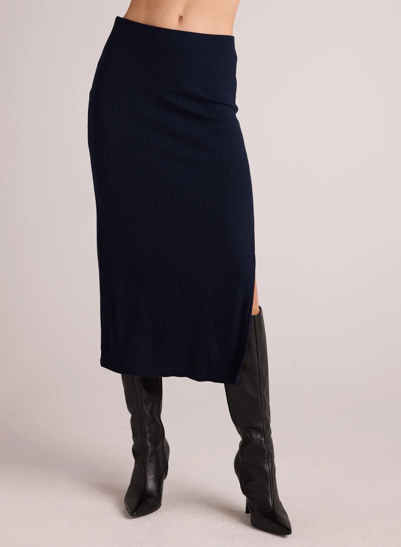 Clean Waist Knit Skirt with Side Slit - Navy Storm sold by Bella Dahl product image thumbnail 2