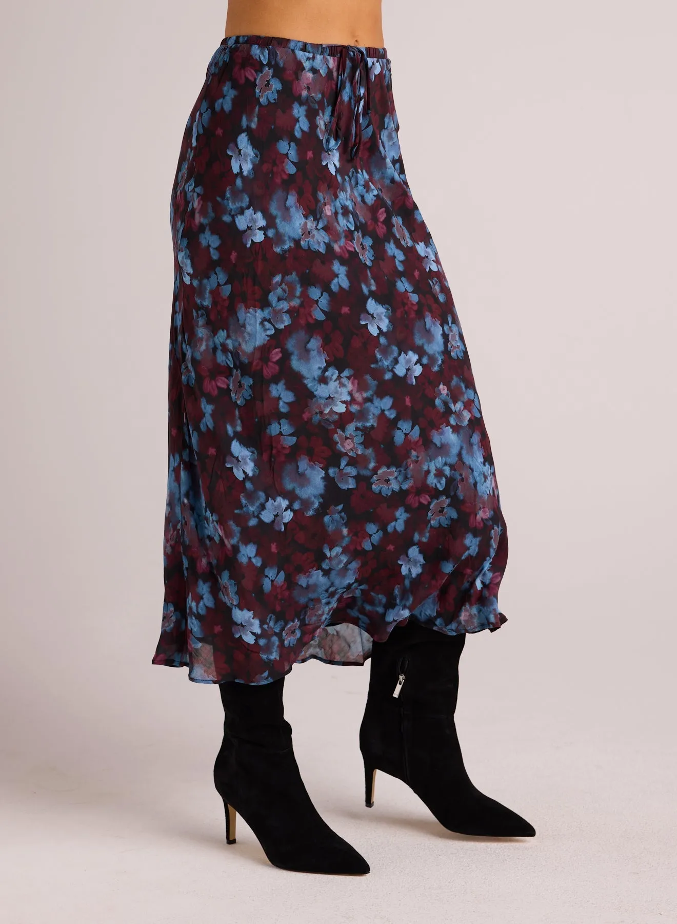Bias Midi Skirt with Tie - Berry Bloom Print sold by Bella Dahl product image thumbnail 4