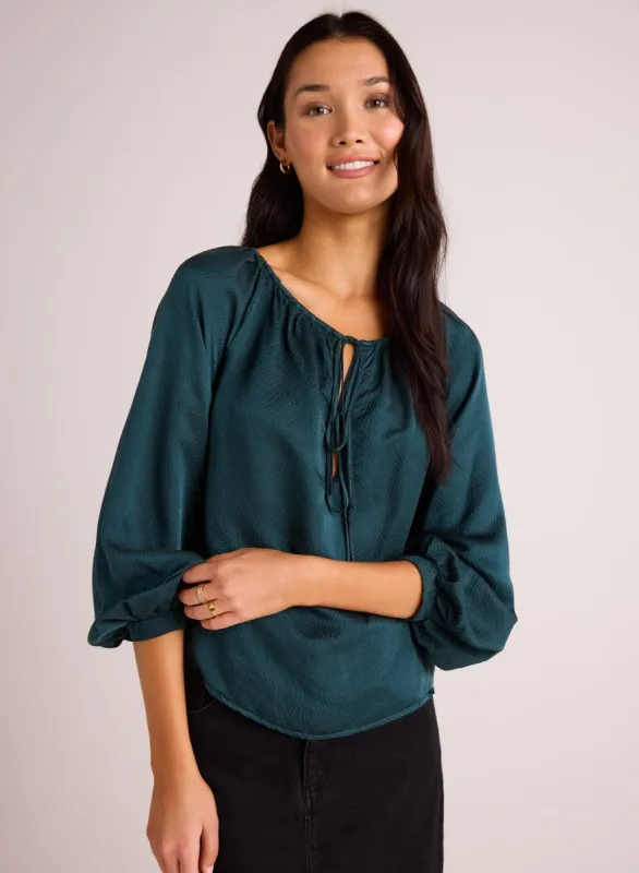 Tie Neck Raglan Top - Marine Teal sold by Bella Dahl