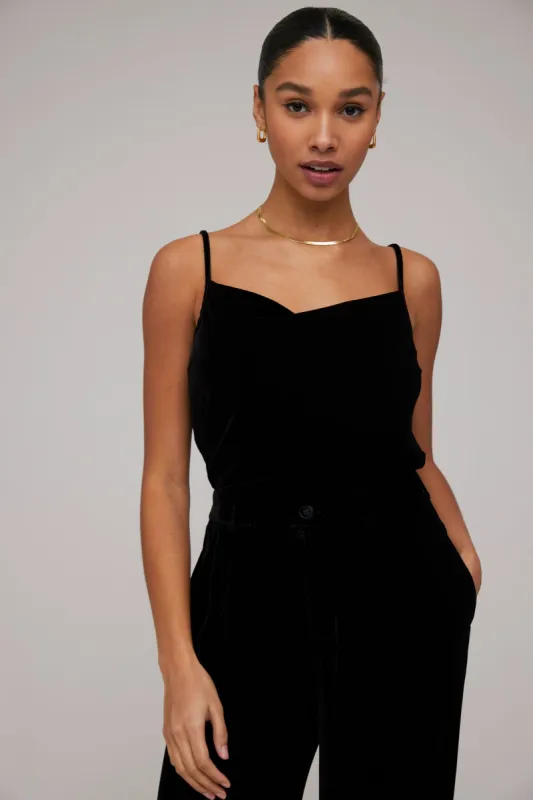 Velvet Cowl Neck Camisole - Black sold by Bella Dahl
