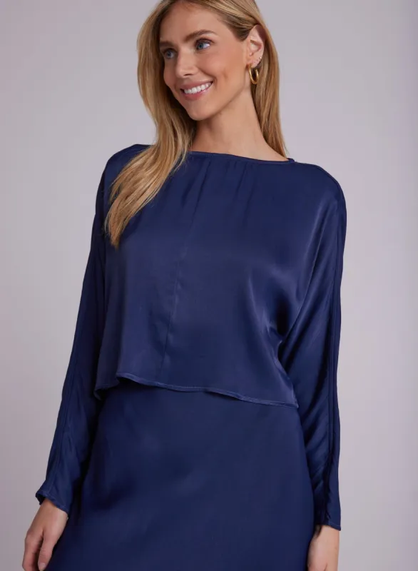 Dolman Sleeve Satin Blouse - Dark Azure sold by Bella Dahl