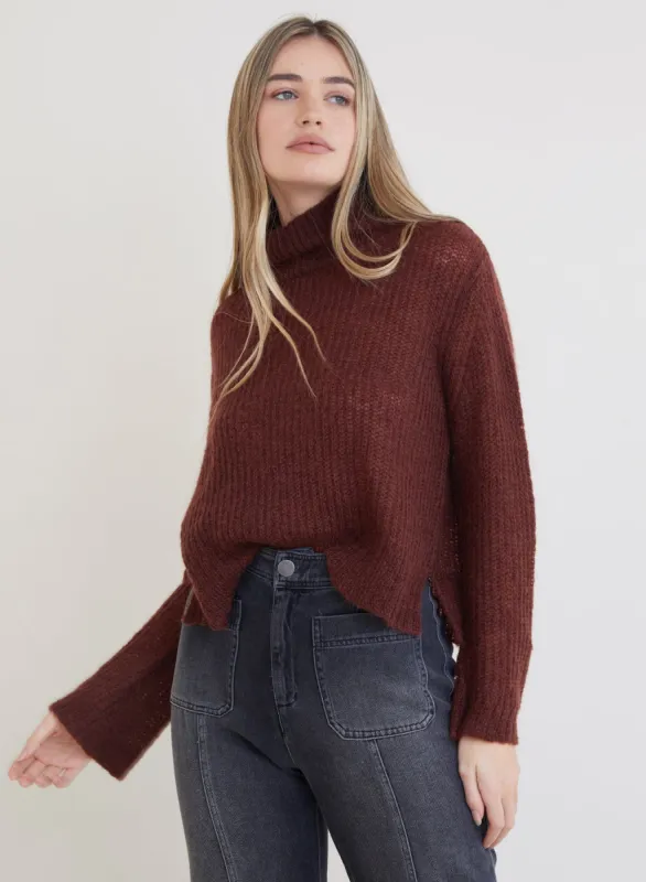 Brea A-line Turtleneck Sweater  - Amber Brown sold by Bella Dahl