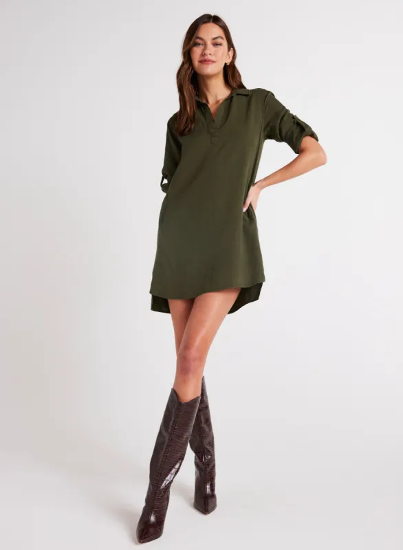 Long Sleeve A-Line Shirt Dress - Italian Herb sold by Bella Dahl