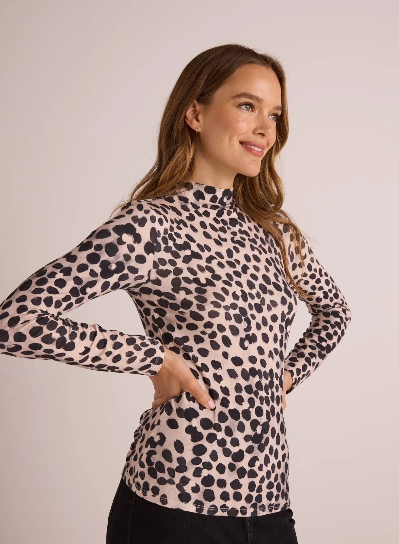 Long Sleeve Mock Neck Top - Winter Spots Print sold by Bella Dahl product image thumbnail 4