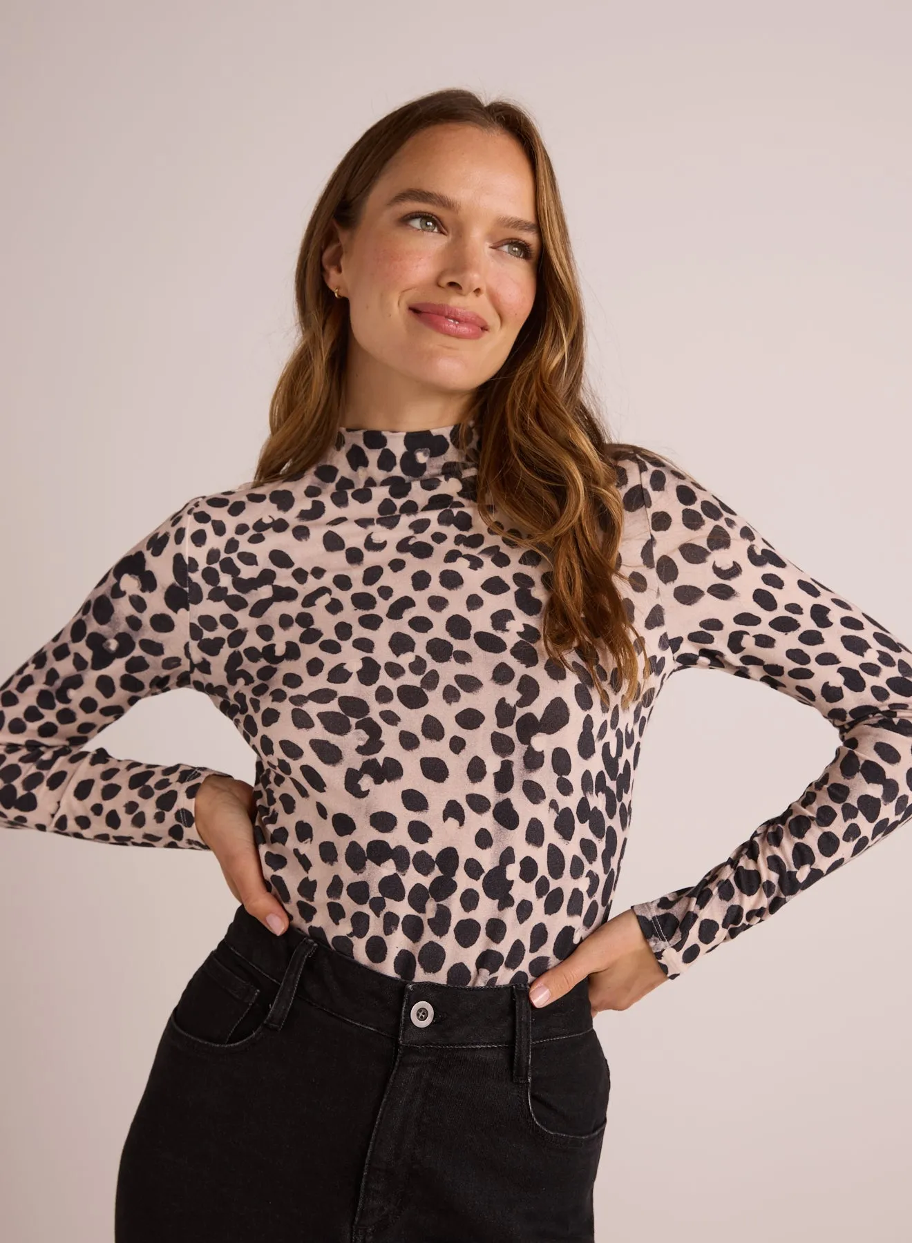 Long Sleeve Mock Neck Top - Winter Spots Print sold by Bella Dahl product image thumbnail 2