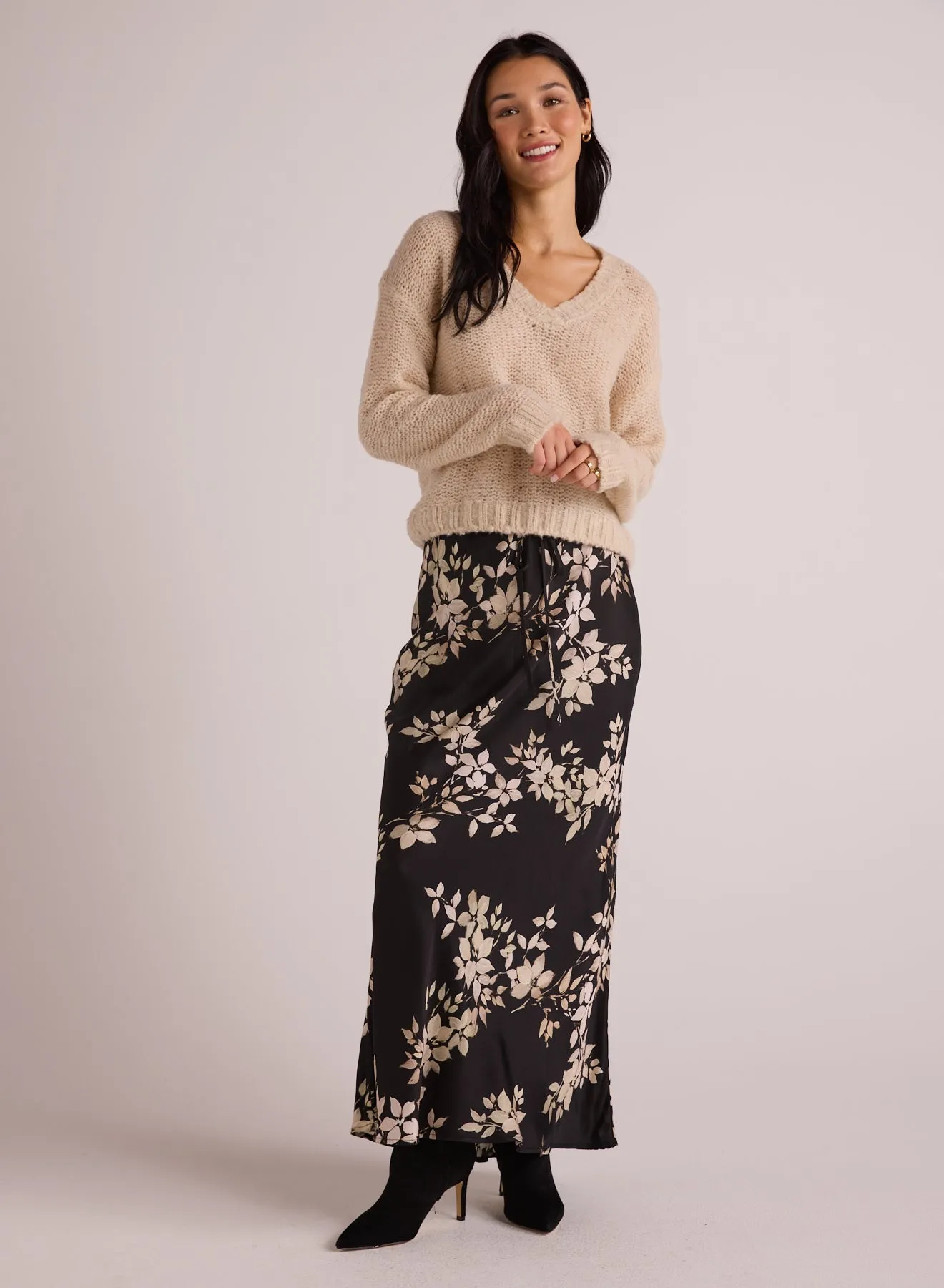 Bias Skirt with Tie - Ivory Floral Print sold by Bella Dahl