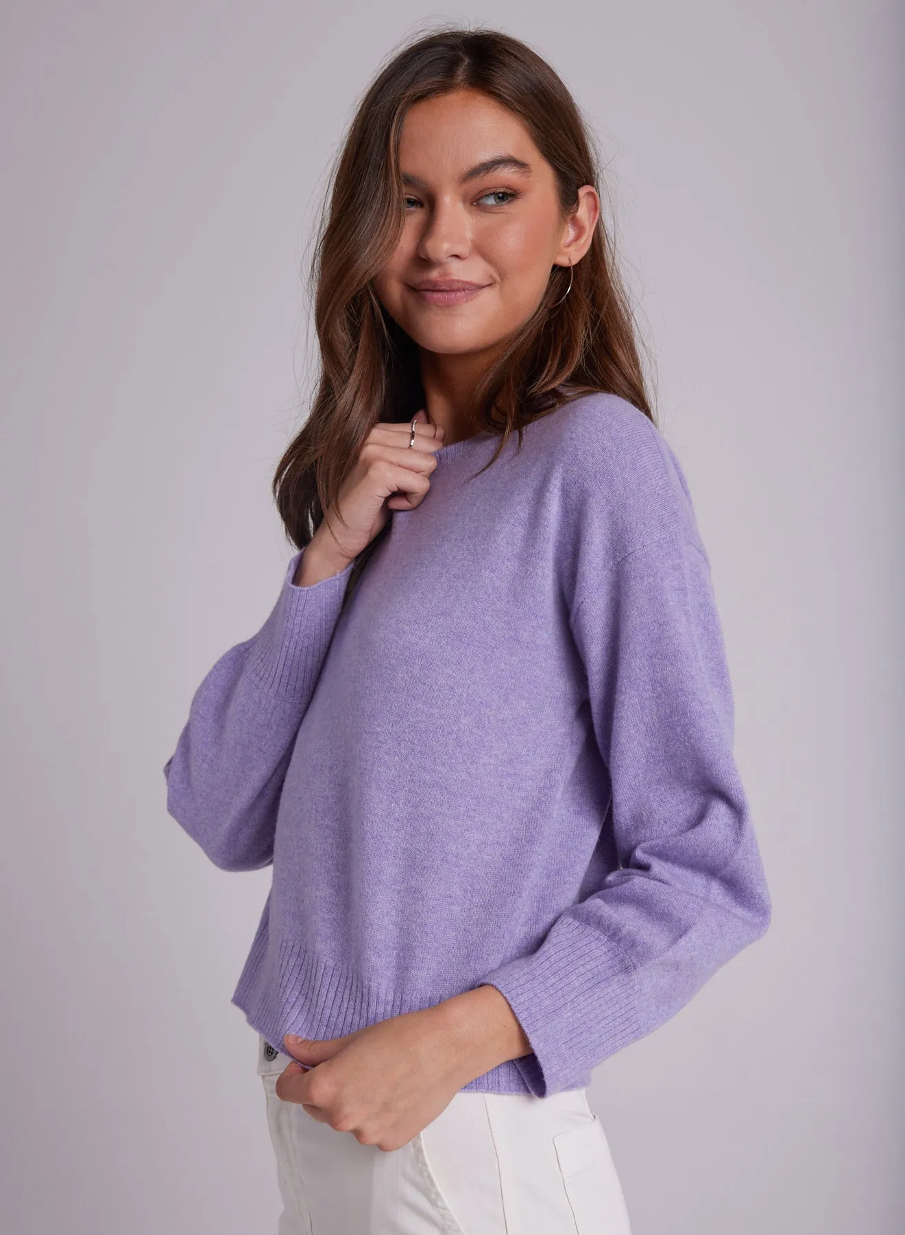 Cashmere Crew Neck Rib Pullover - Lilac Purple sold by Bella Dahl product image thumbnail 3