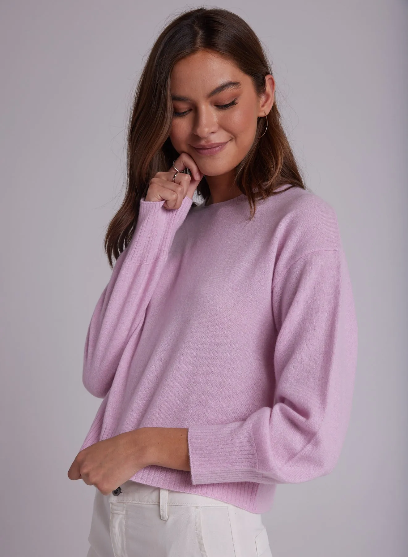 Cashmere Crew Neck Rib Pullover - Frosted Rose sold by Bella Dahl product image thumbnail 3