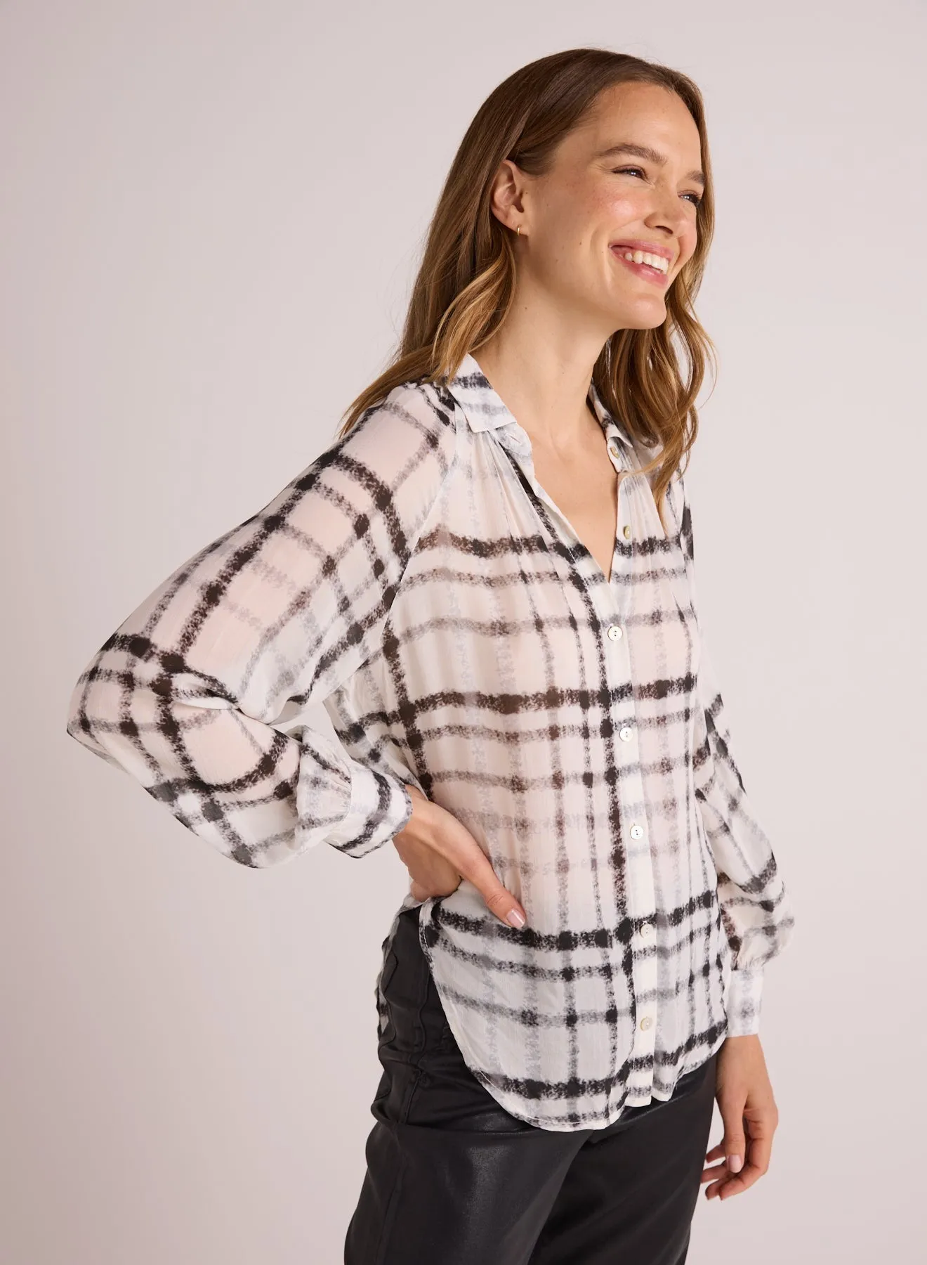 Flowy Raglan Sleeve Shirt - Brushed Plaid Print sold by Bella Dahl product image thumbnail 3