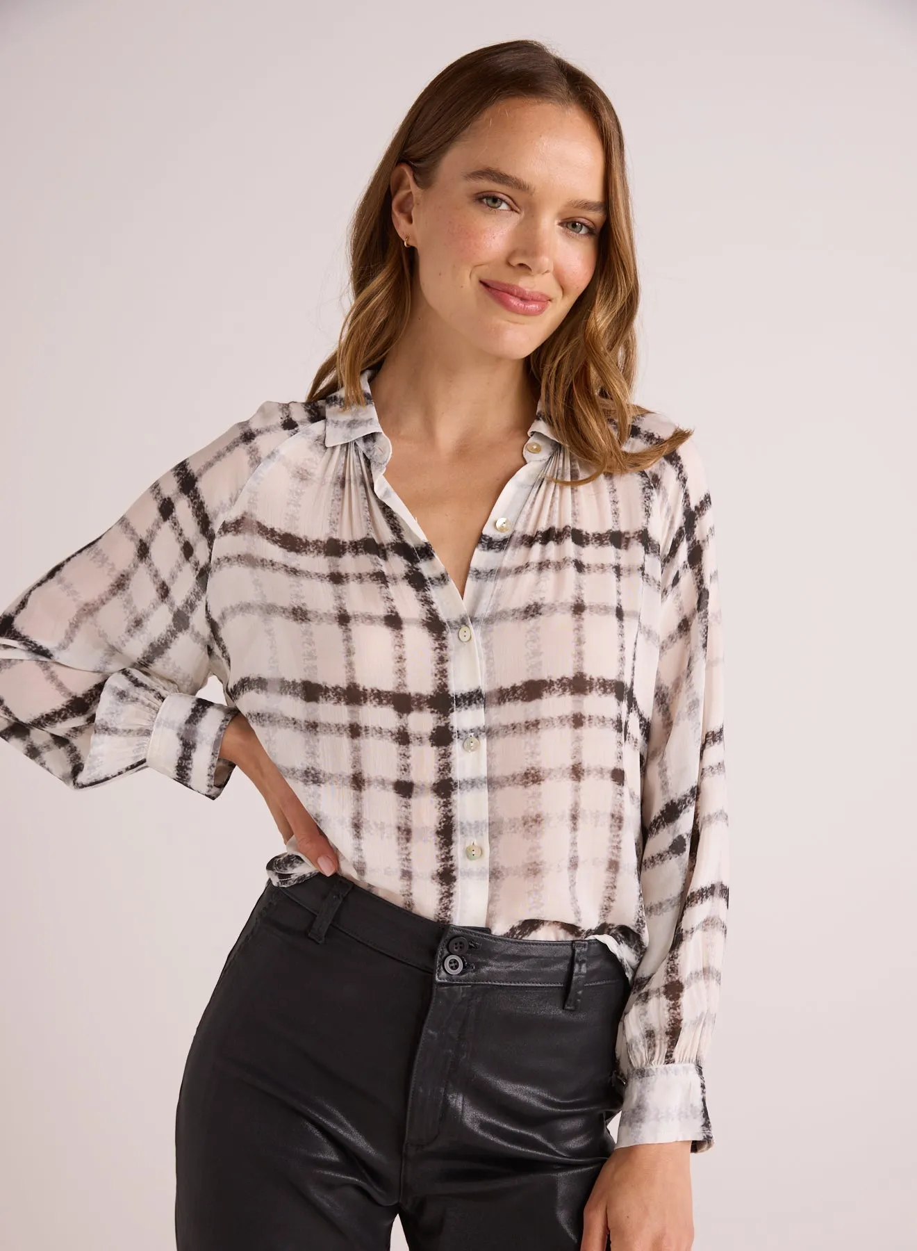 Flowy Raglan Sleeve Shirt - Brushed Plaid Print sold by Bella Dahl