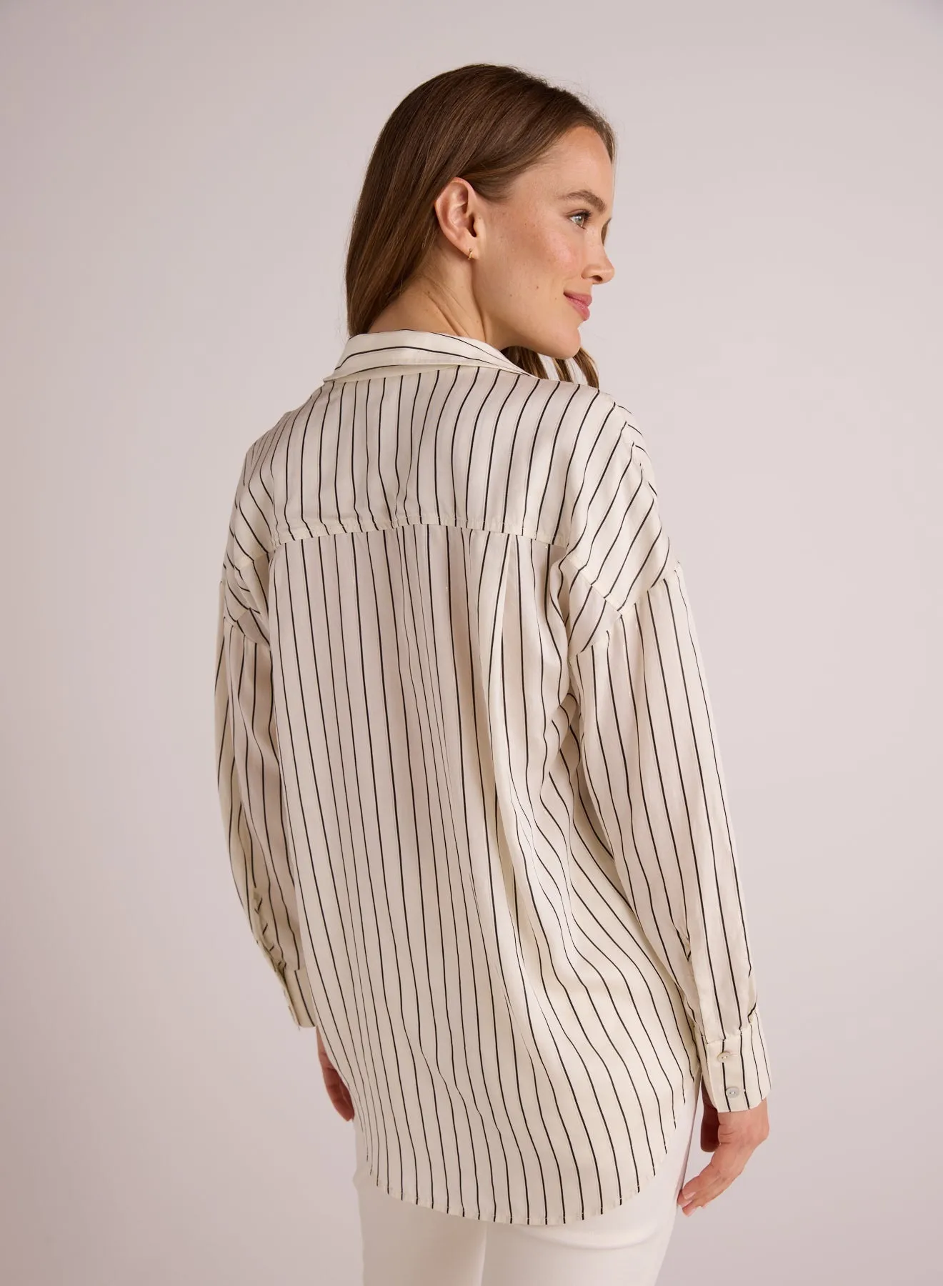 Oversized Button Down - Ivory Lurex Stripe sold by Bella Dahl product image thumbnail 2