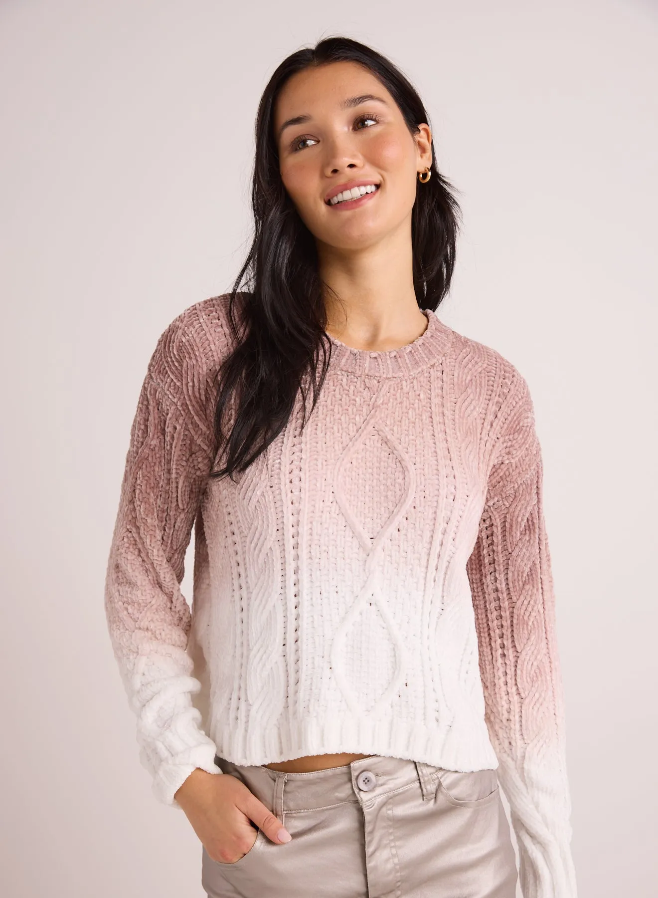 Cable Crew Neck Sweater - Mocha Ombre Dye sold by Bella Dahl