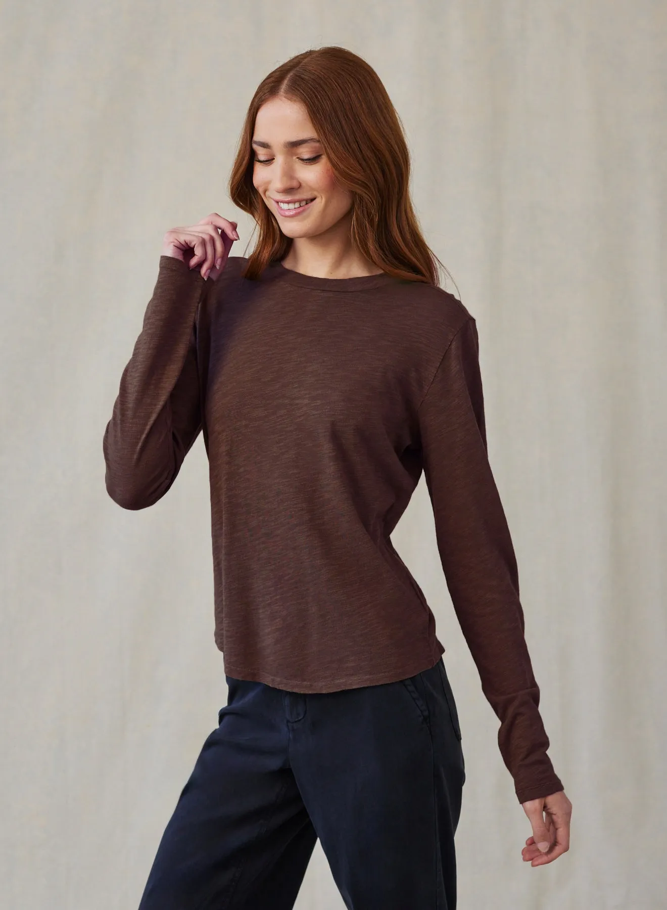 Long Sleeve Crew Tee - Chestnut Brown sold by Bella Dahl product image thumbnail 2